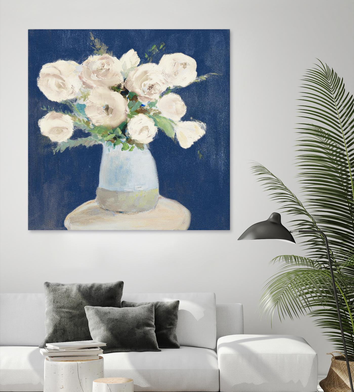 Peonies on Navy by Lanie Loreth on GIANT ART - floral