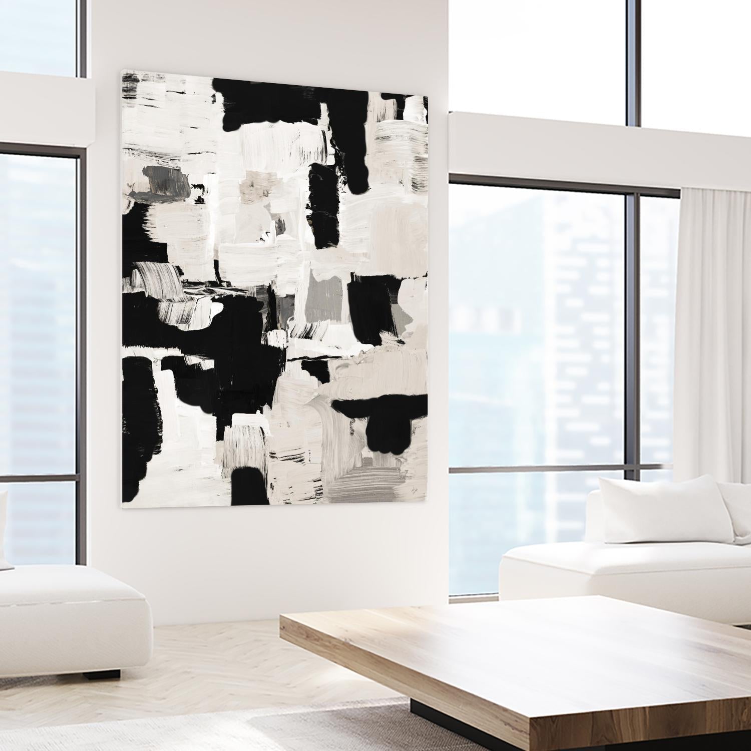 Night Peace Abstract by Lanie Loreth on GIANT ART - beige black & white white