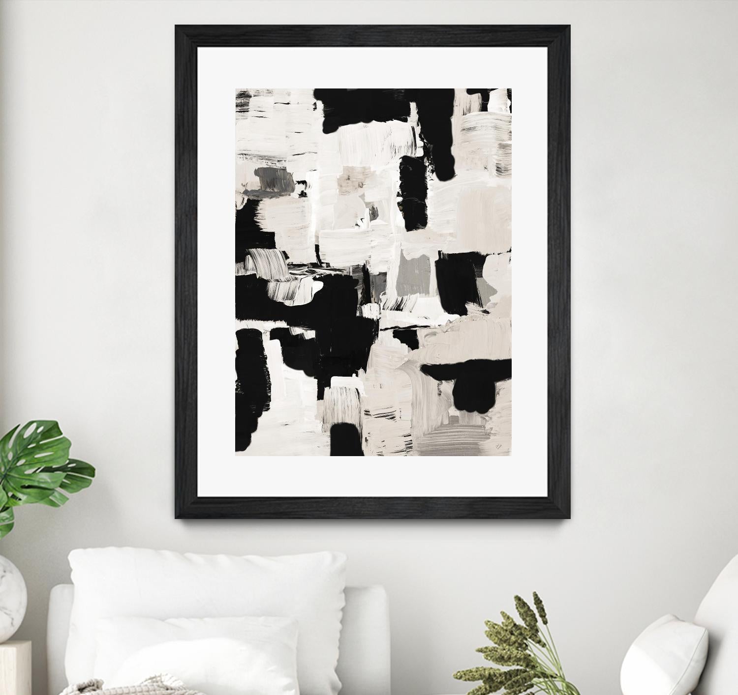 Night Peace Abstract by Lanie Loreth on GIANT ART - beige black & white white