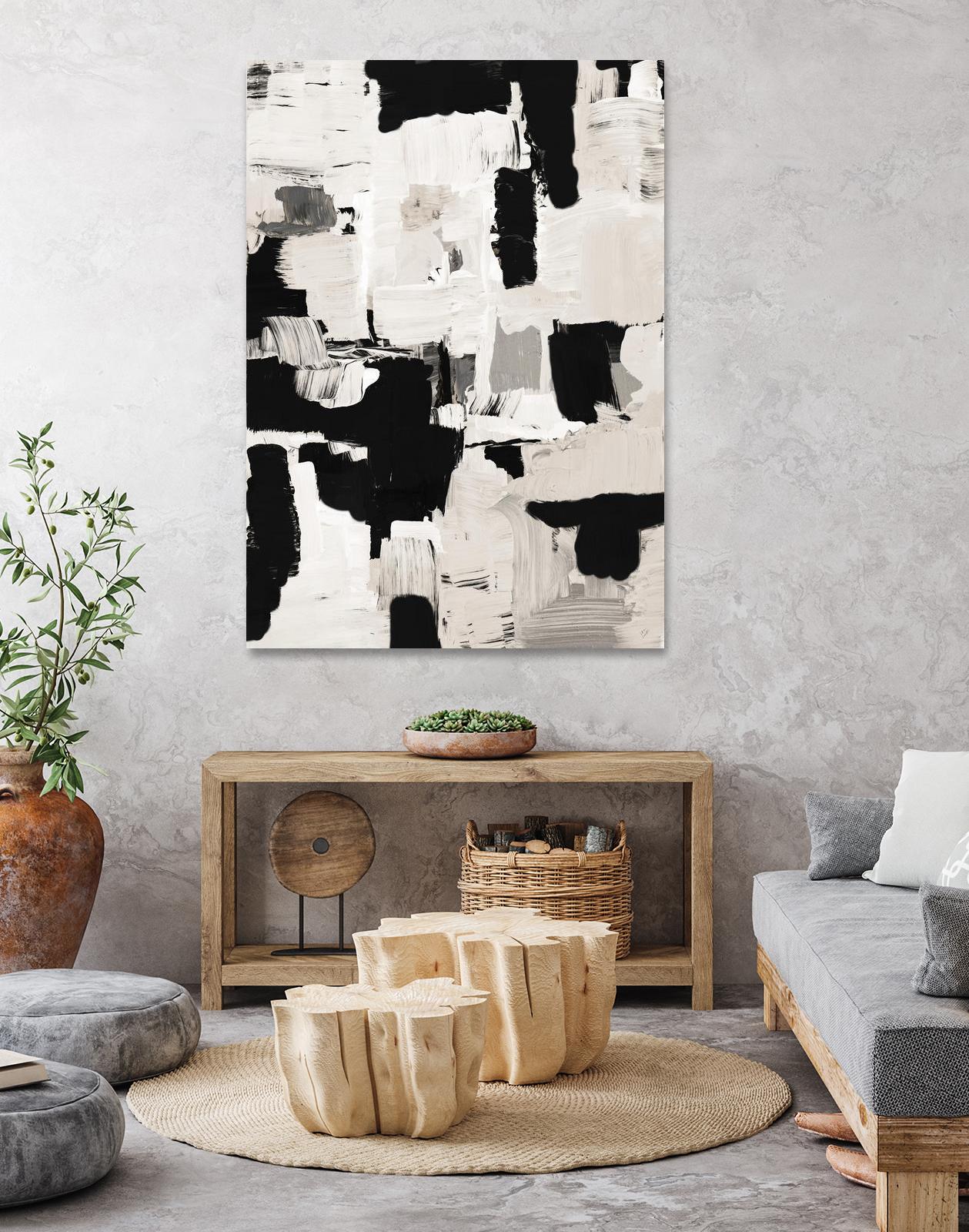 Night Peace Abstract by Lanie Loreth on GIANT ART - beige black & white white