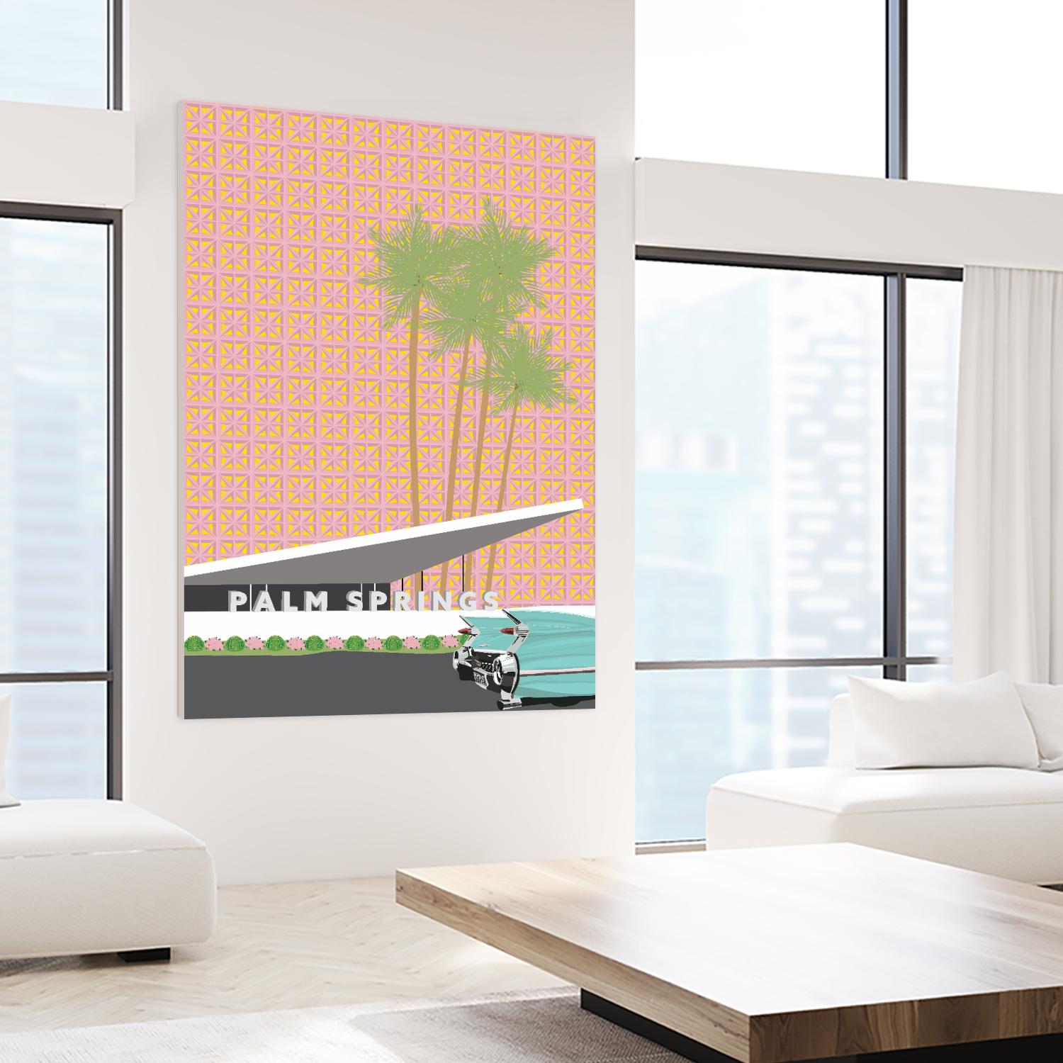 Palm Springs With Convertible by Jen Bucheli on GIANT ART - travel decorative