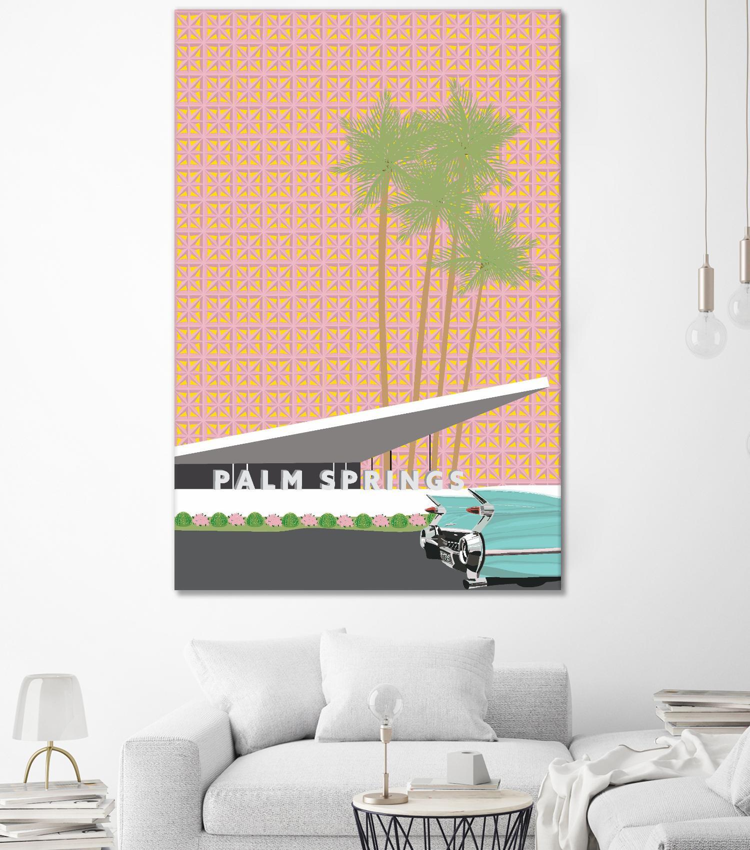 Palm Springs With Convertible by Jen Bucheli on GIANT ART - travel decorative