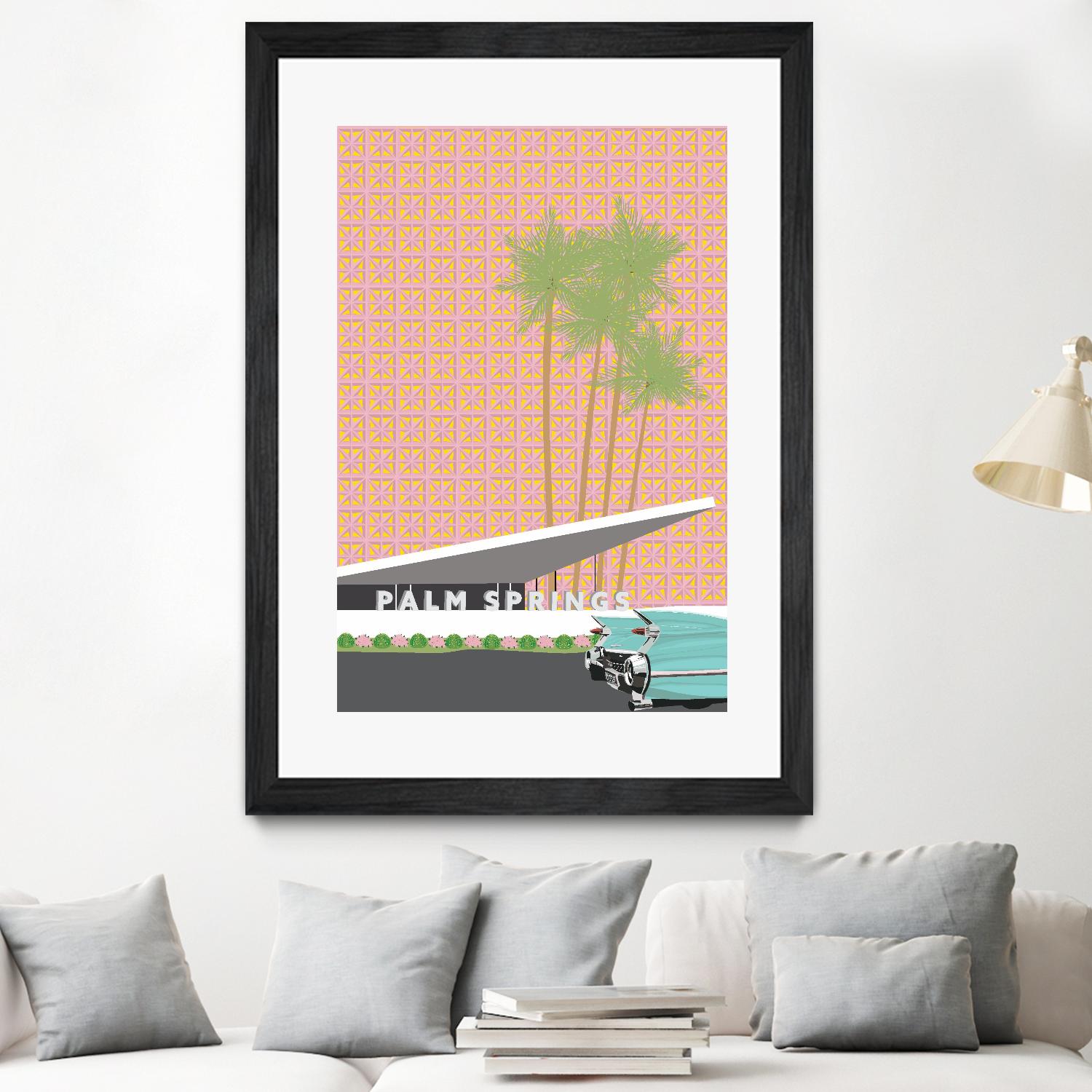 Palm Springs With Convertible by Jen Bucheli on GIANT ART - travel decorative
