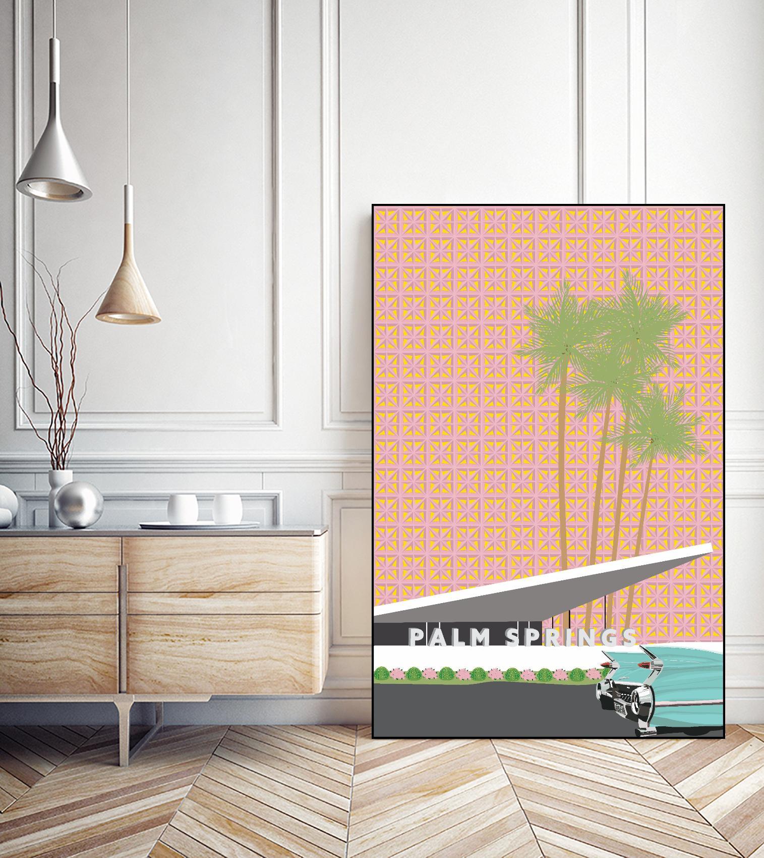Palm Springs With Convertible by Jen Bucheli on GIANT ART - travel decorative
