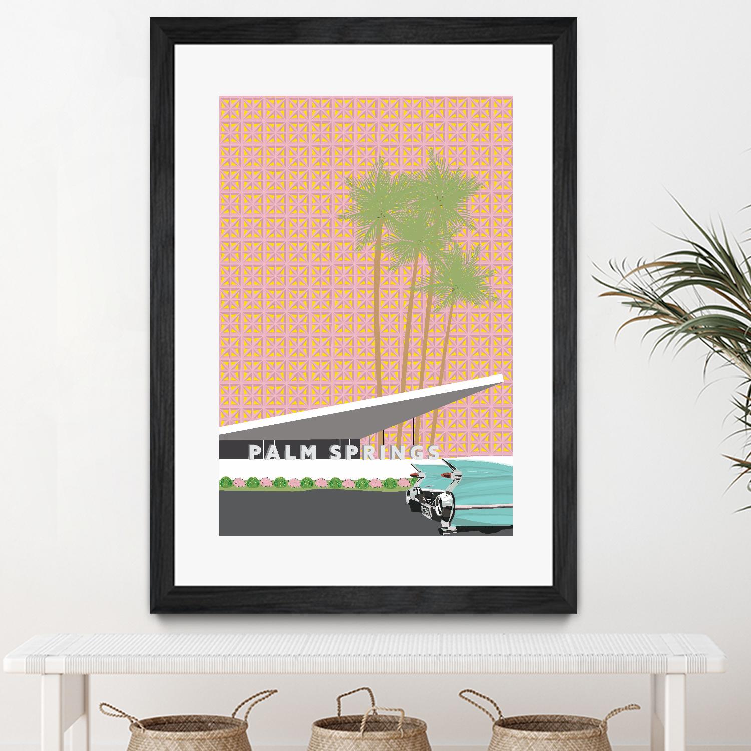 Palm Springs With Convertible by Jen Bucheli on GIANT ART - travel decorative