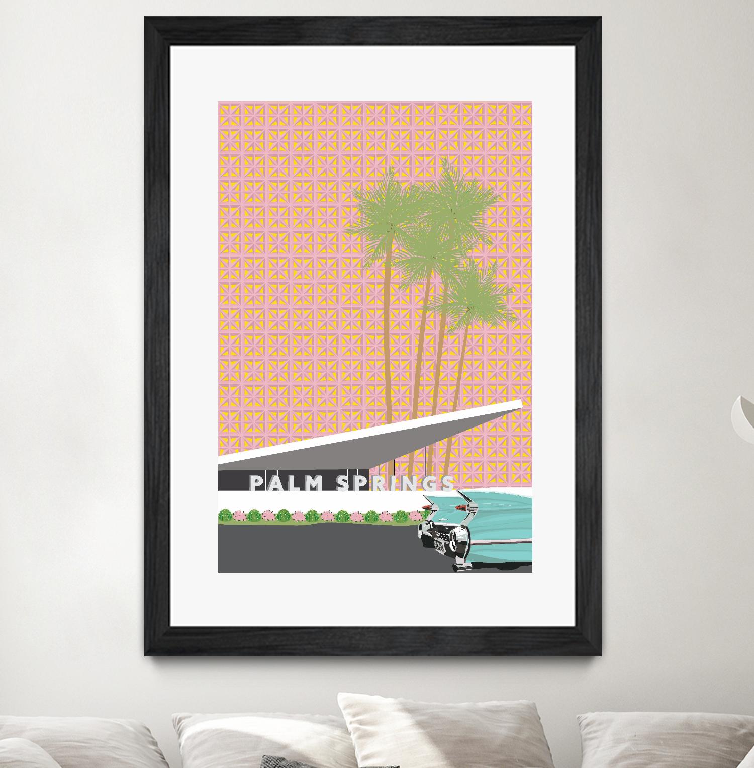 Palm Springs With Convertible by Jen Bucheli on GIANT ART - travel decorative