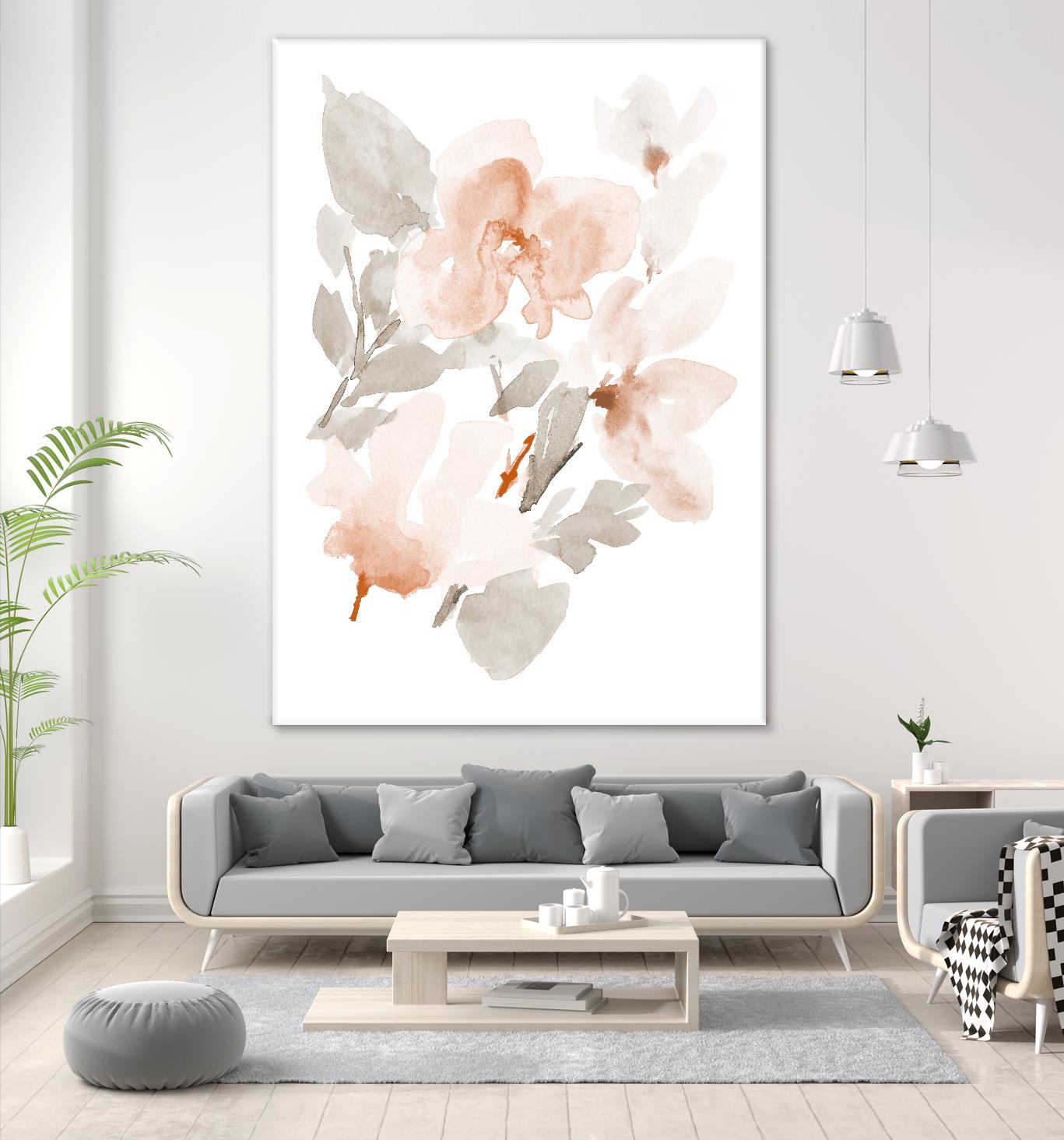 Peach Tranquil Florals II by Lanie Loreth on GIANT ART - peach floral
