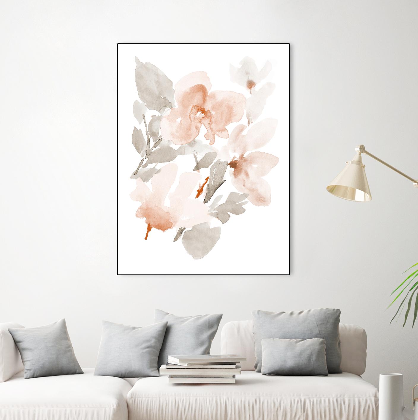 Peach Tranquil Florals II by Lanie Loreth on GIANT ART - peach floral