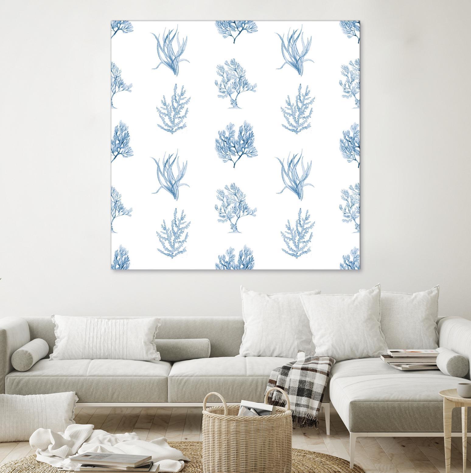 Blue Seagrass Pattern by Lanie Loreth on GIANT ART - coastal pattern