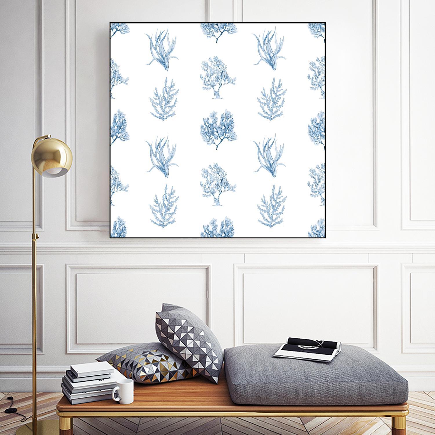 Blue Seagrass Pattern by Lanie Loreth on GIANT ART - coastal pattern