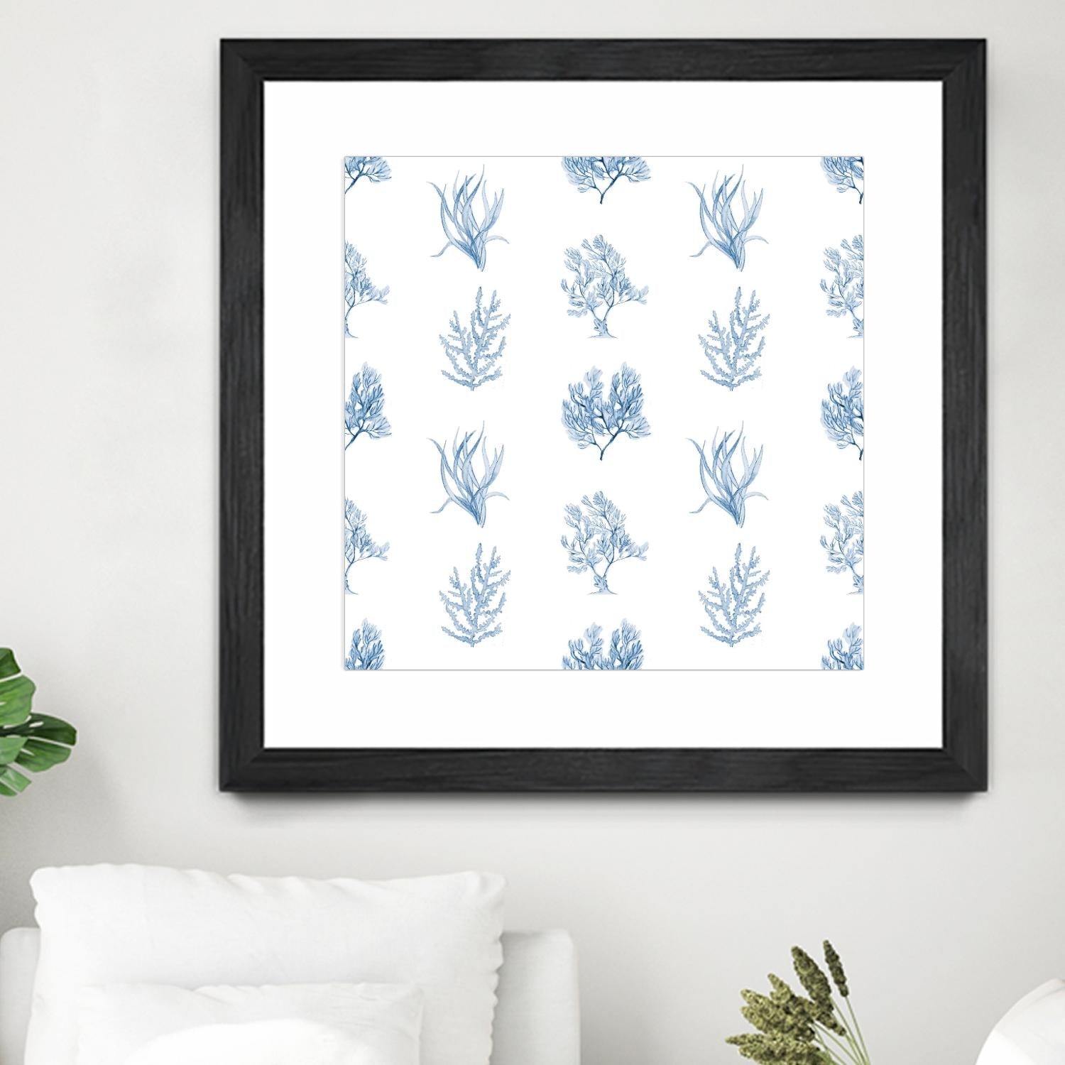 Blue Seagrass Pattern by Lanie Loreth on GIANT ART - coastal pattern