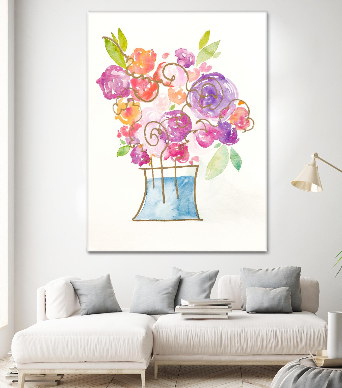 Pink and Purple Blooms II by Nola James on GIANT ART - pink floral
