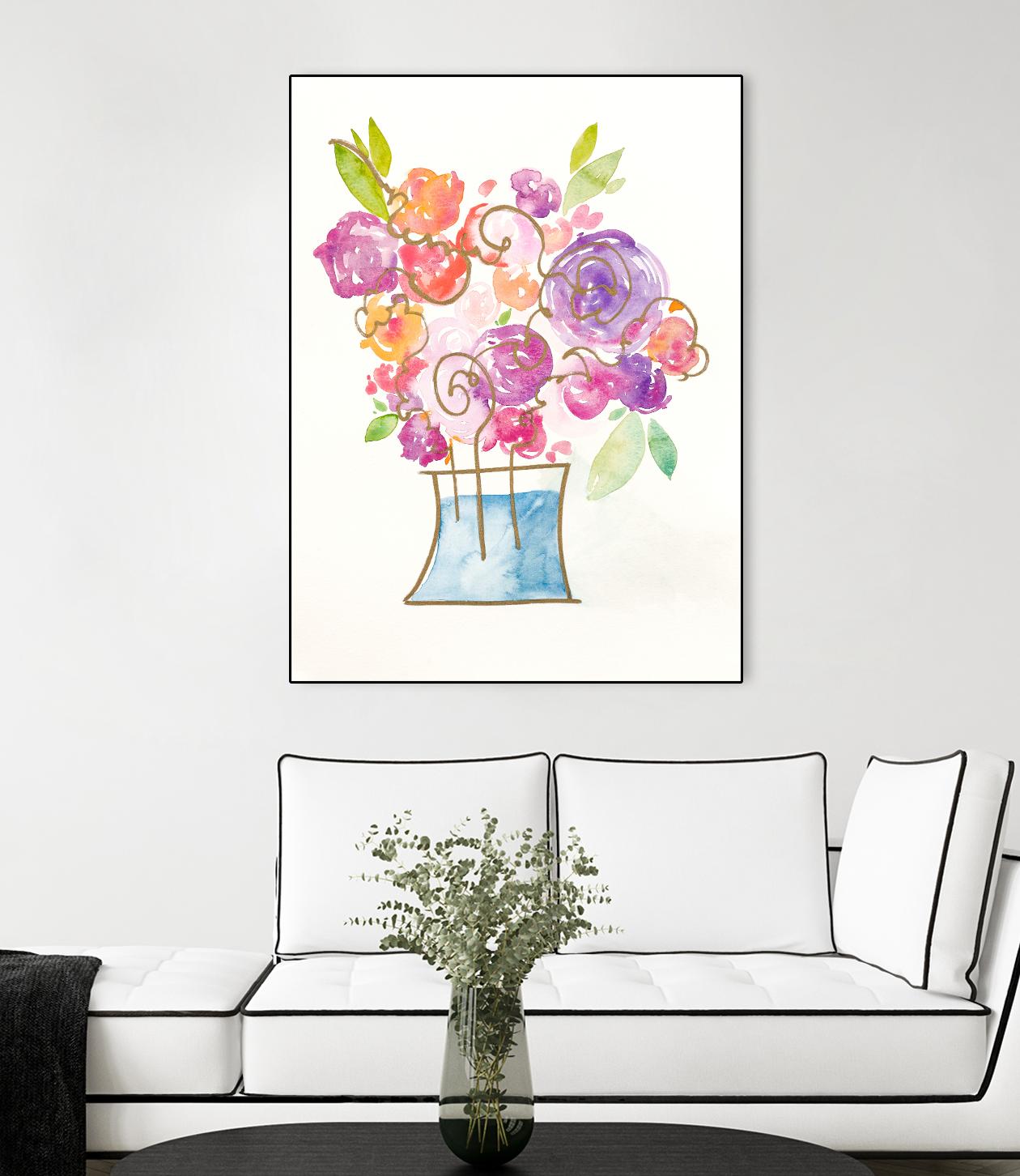 Pink and Purple Blooms II by Nola James on GIANT ART - pink floral