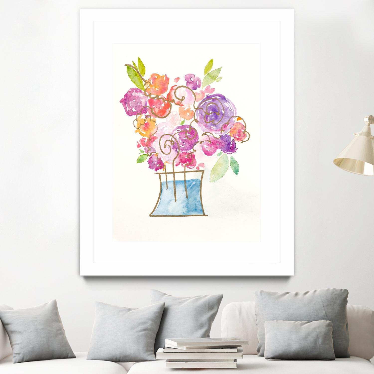 Pink and Purple Blooms II by Nola James on GIANT ART - pink floral