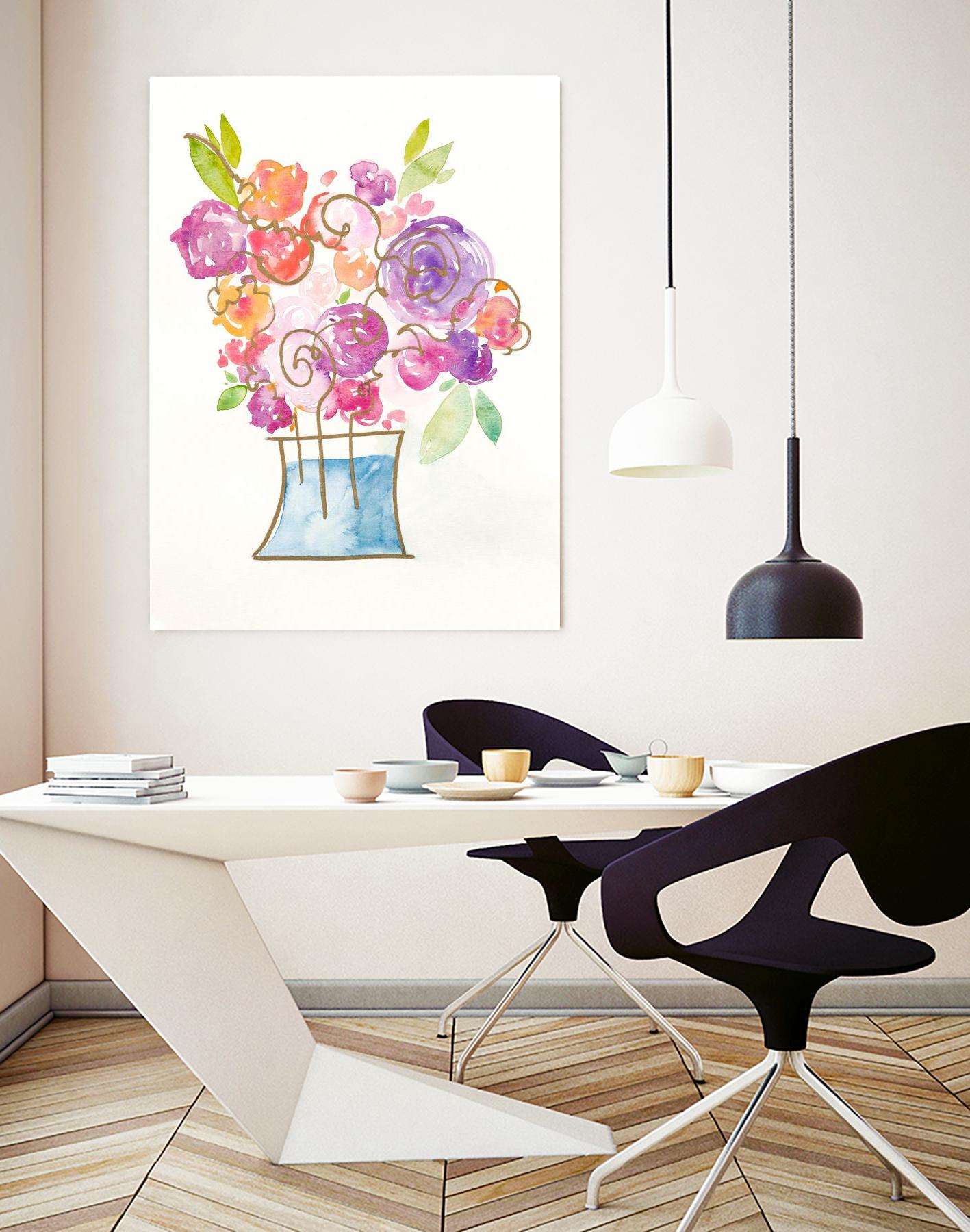 Pink and Purple Blooms II by Nola James on GIANT ART - pink floral