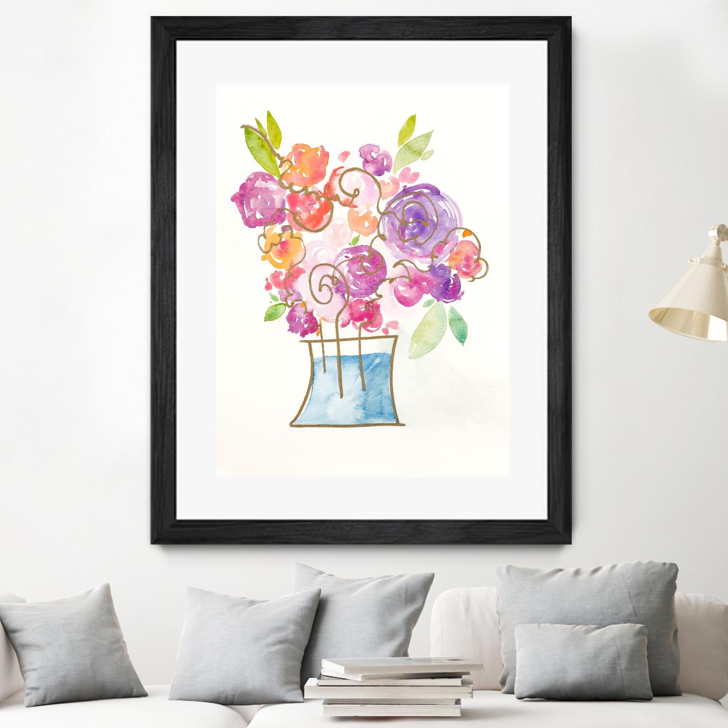 Pink and Purple Blooms II by Nola James on GIANT ART - pink floral