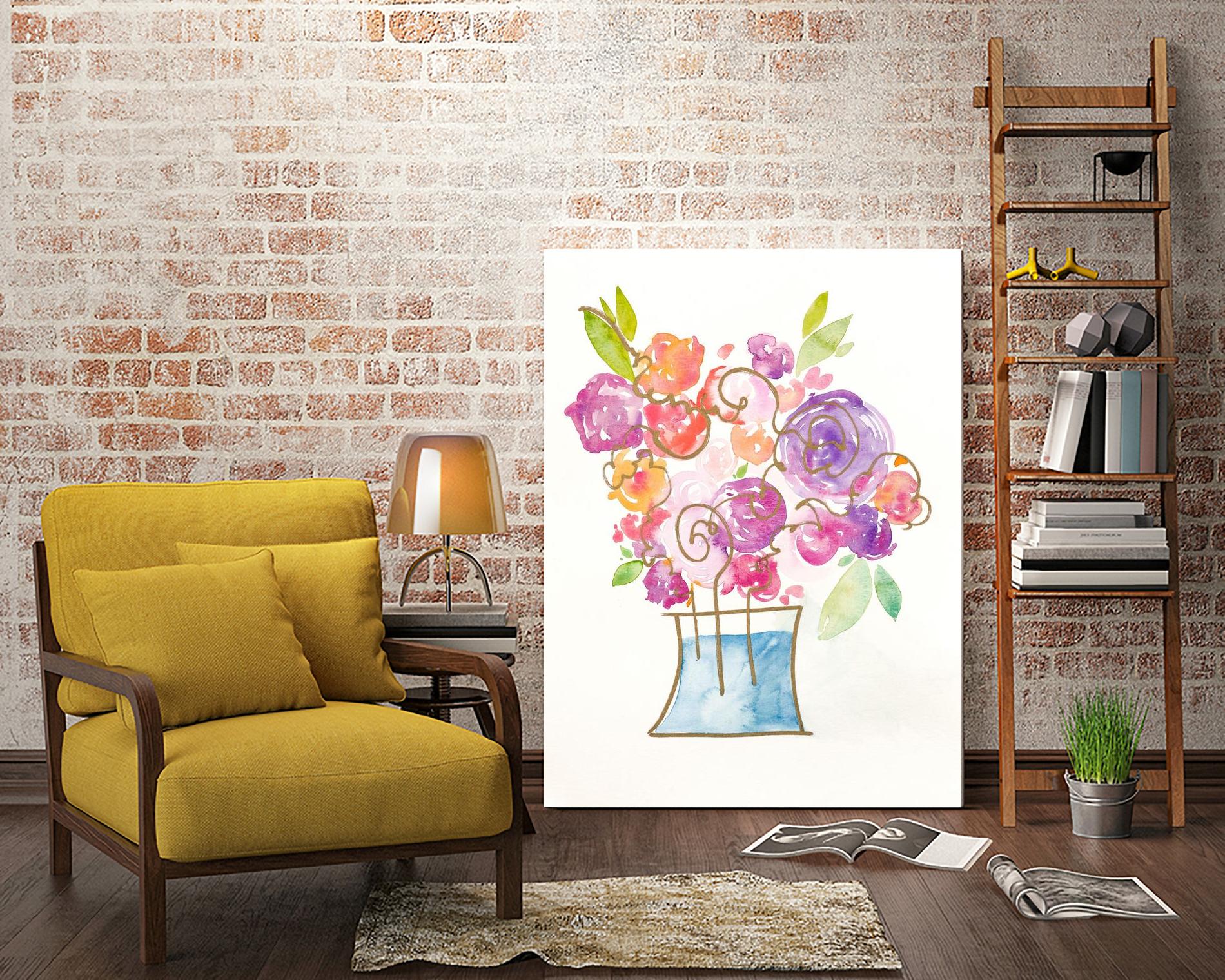 Pink and Purple Blooms II by Nola James on GIANT ART - pink floral