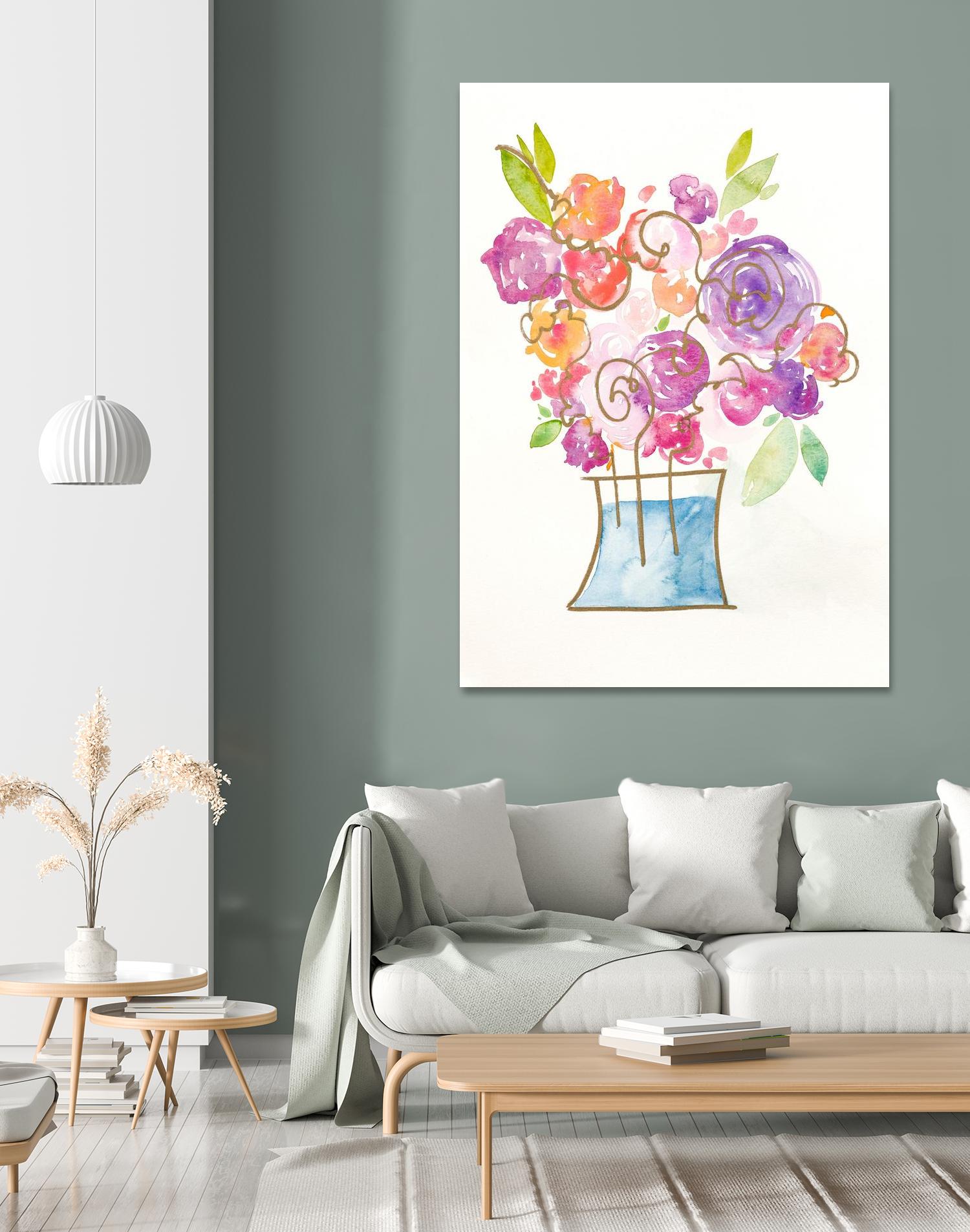 Pink and Purple Blooms II by Nola James on GIANT ART - pink floral