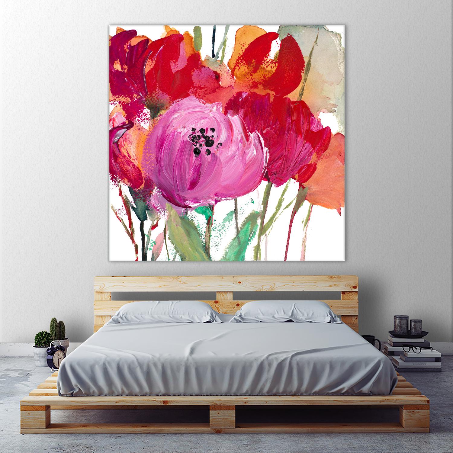 Red and Pink Flower Garden by Lanie Loreth on GIANT ART - red floral