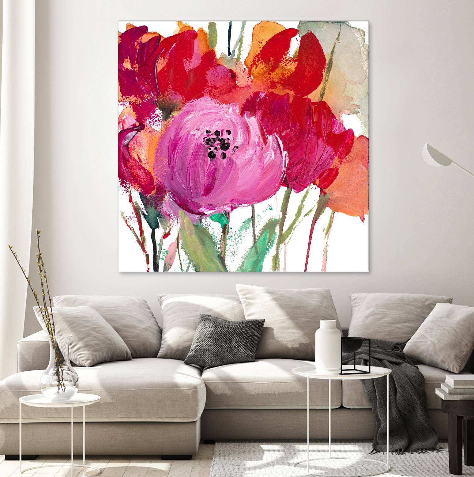 Red and Pink Flower Garden by Lanie Loreth on GIANT ART - red floral