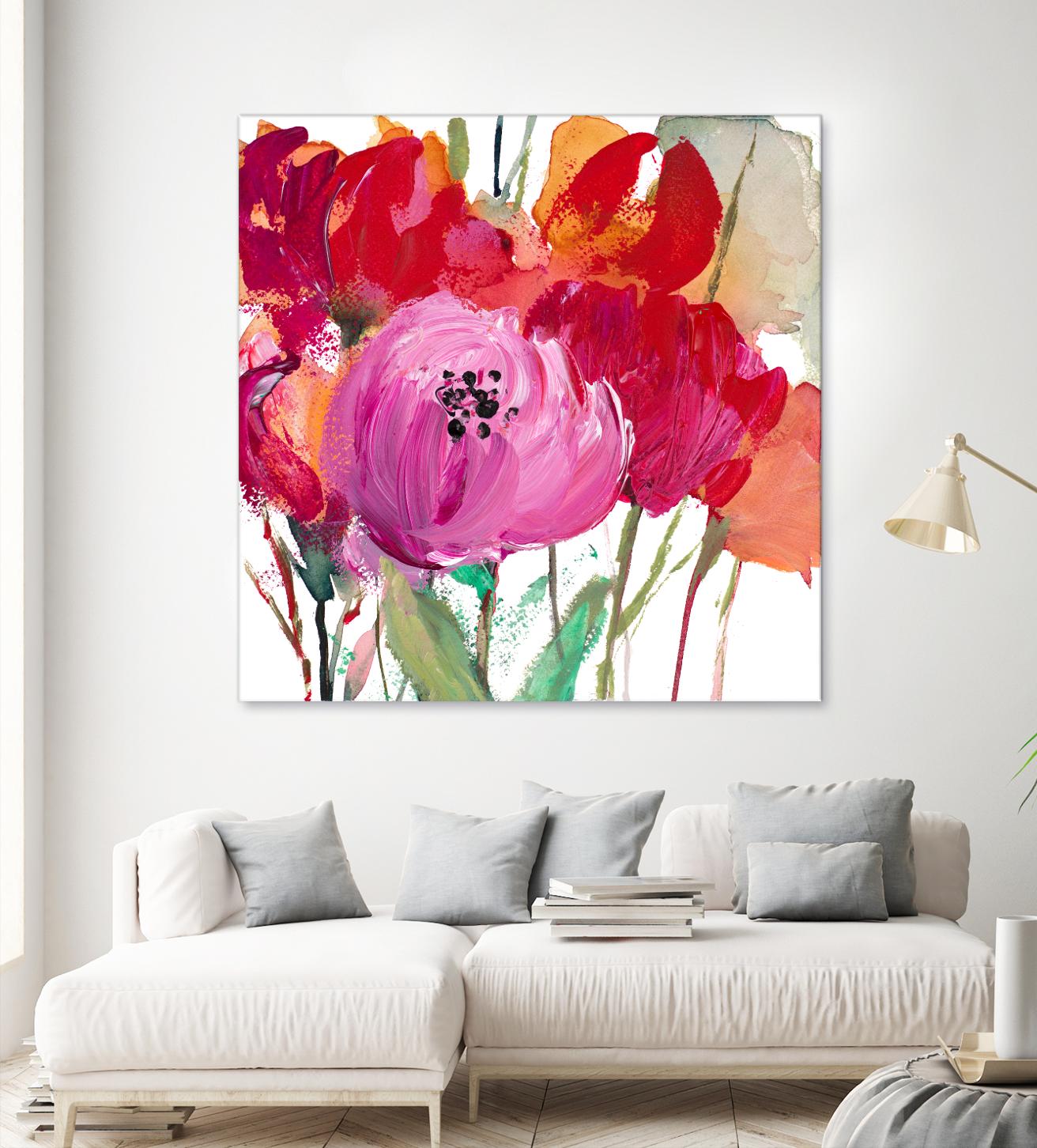 Red and Pink Flower Garden by Lanie Loreth on GIANT ART - red floral