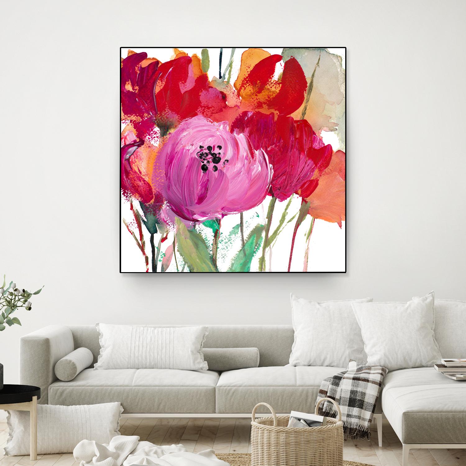 Red and Pink Flower Garden by Lanie Loreth on GIANT ART - red floral