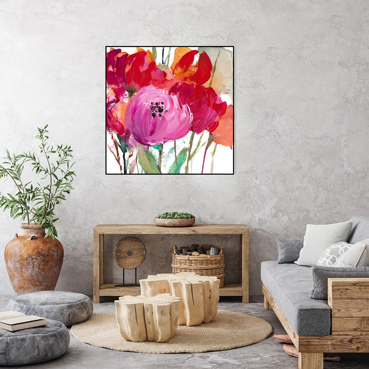 Red and Pink Flower Garden by Lanie Loreth on GIANT ART - red floral