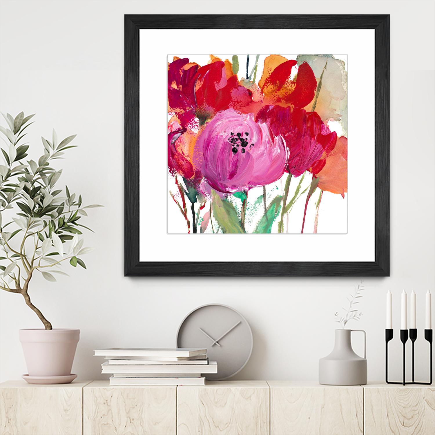 Red and Pink Flower Garden by Lanie Loreth on GIANT ART - red floral
