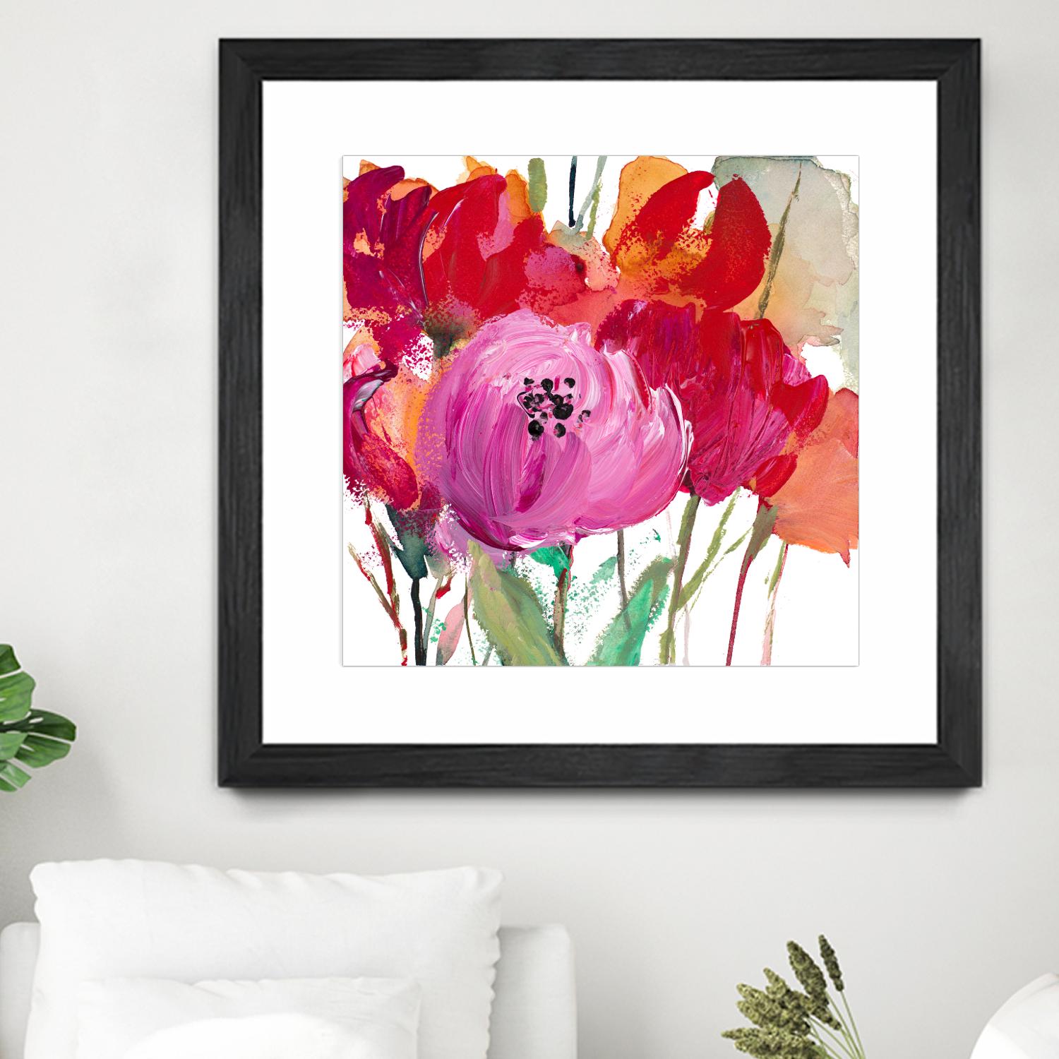 Red and Pink Flower Garden by Lanie Loreth on GIANT ART - red floral