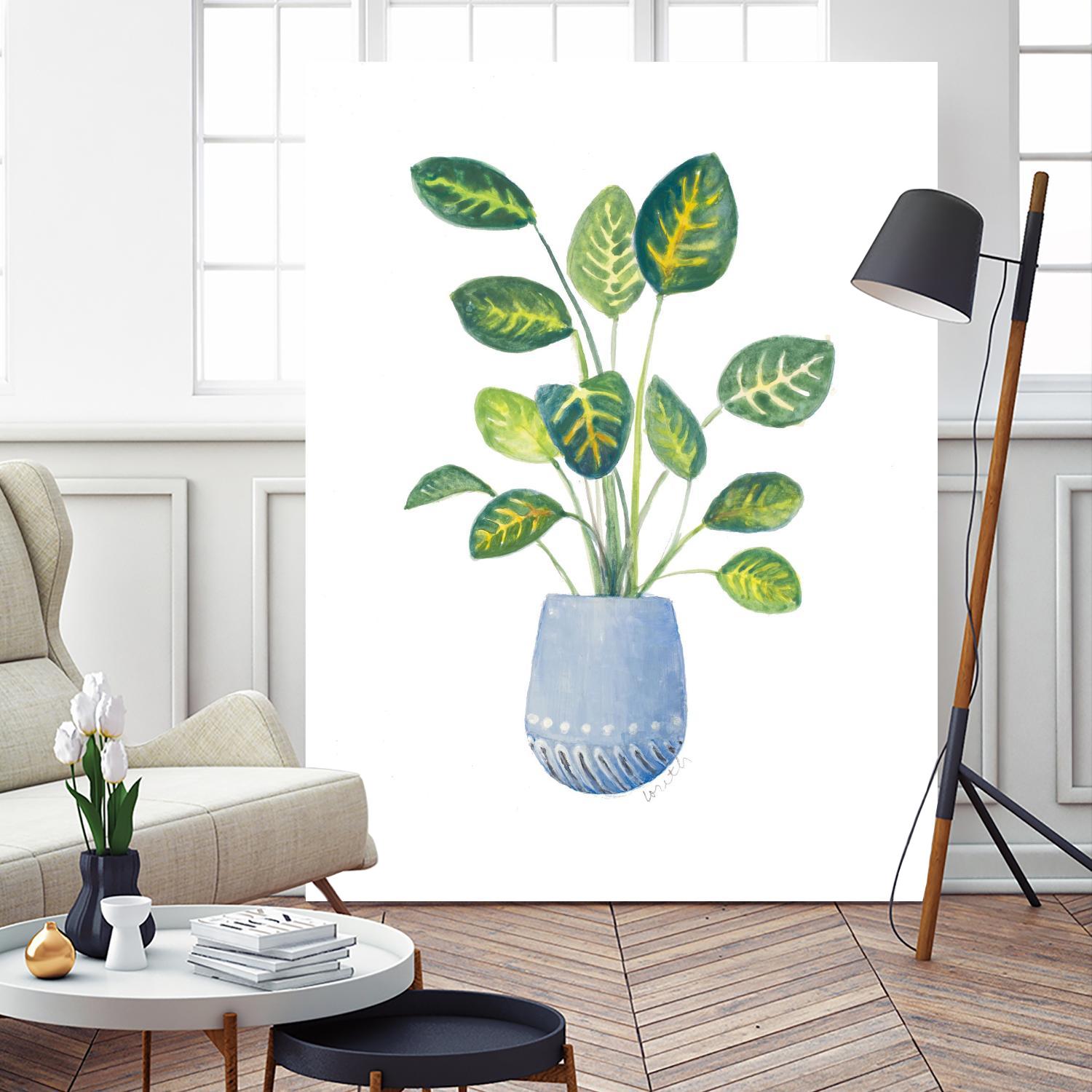 Croton In Blue Pot by Lanie Loreth on GIANT ART - floral southwestern and western