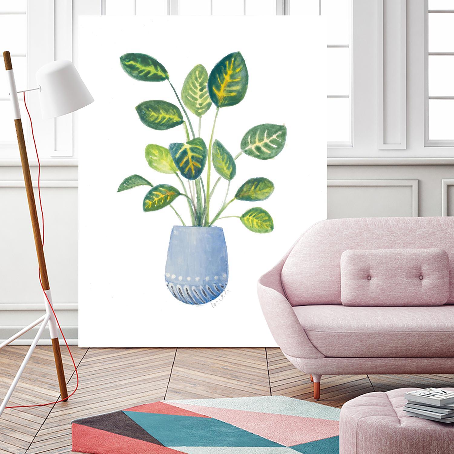 Croton In Blue Pot by Lanie Loreth on GIANT ART - floral southwestern and western