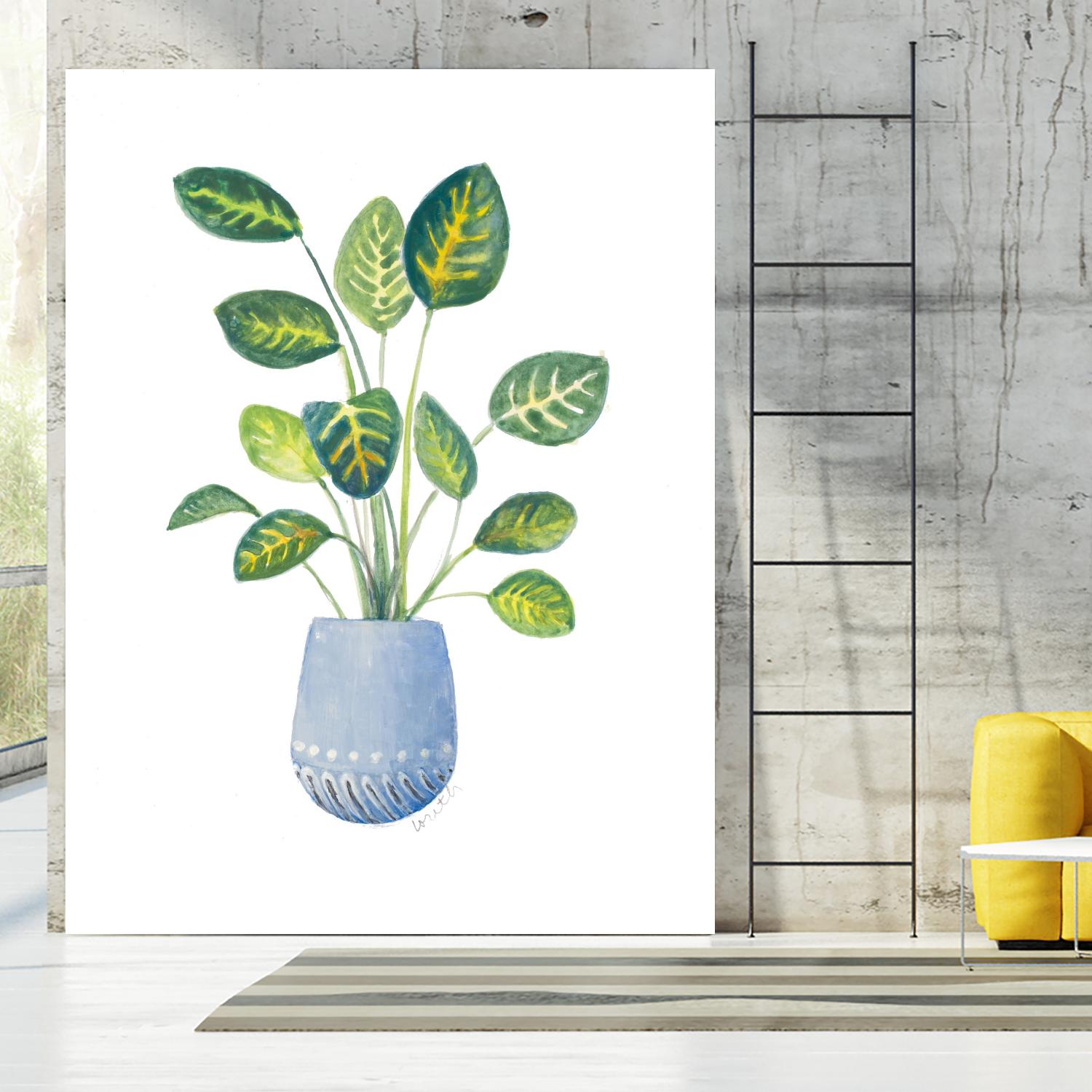 Croton In Blue Pot by Lanie Loreth on GIANT ART - floral southwestern and western