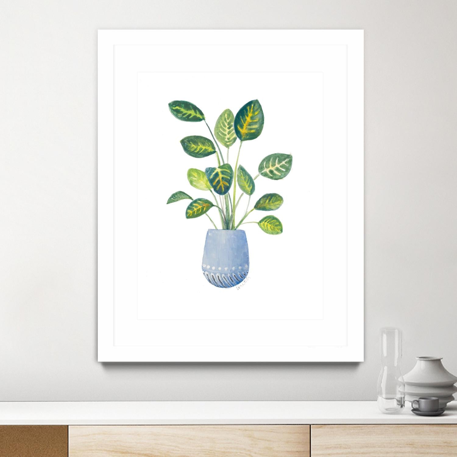 Croton In Blue Pot by Lanie Loreth on GIANT ART - floral southwestern and western