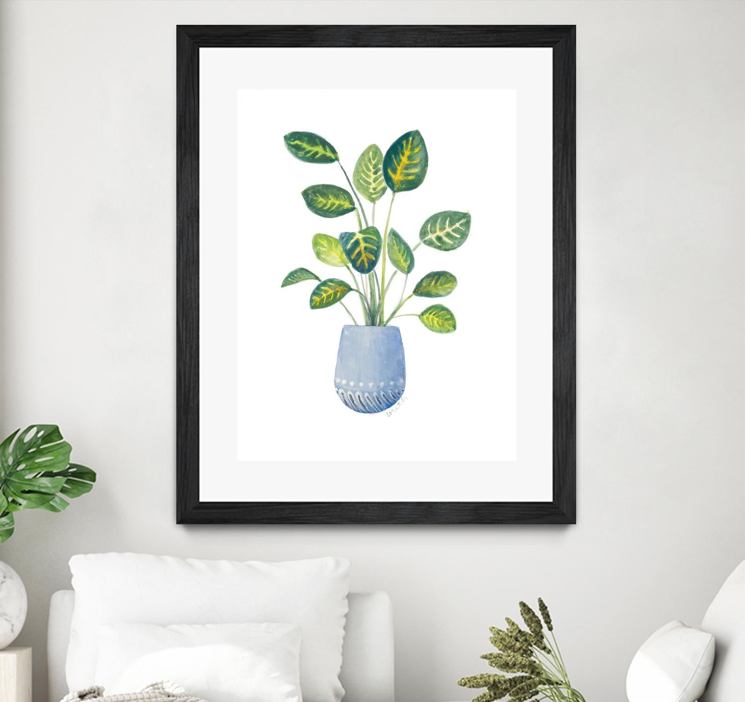 Croton In Blue Pot by Lanie Loreth on GIANT ART - floral southwestern and western