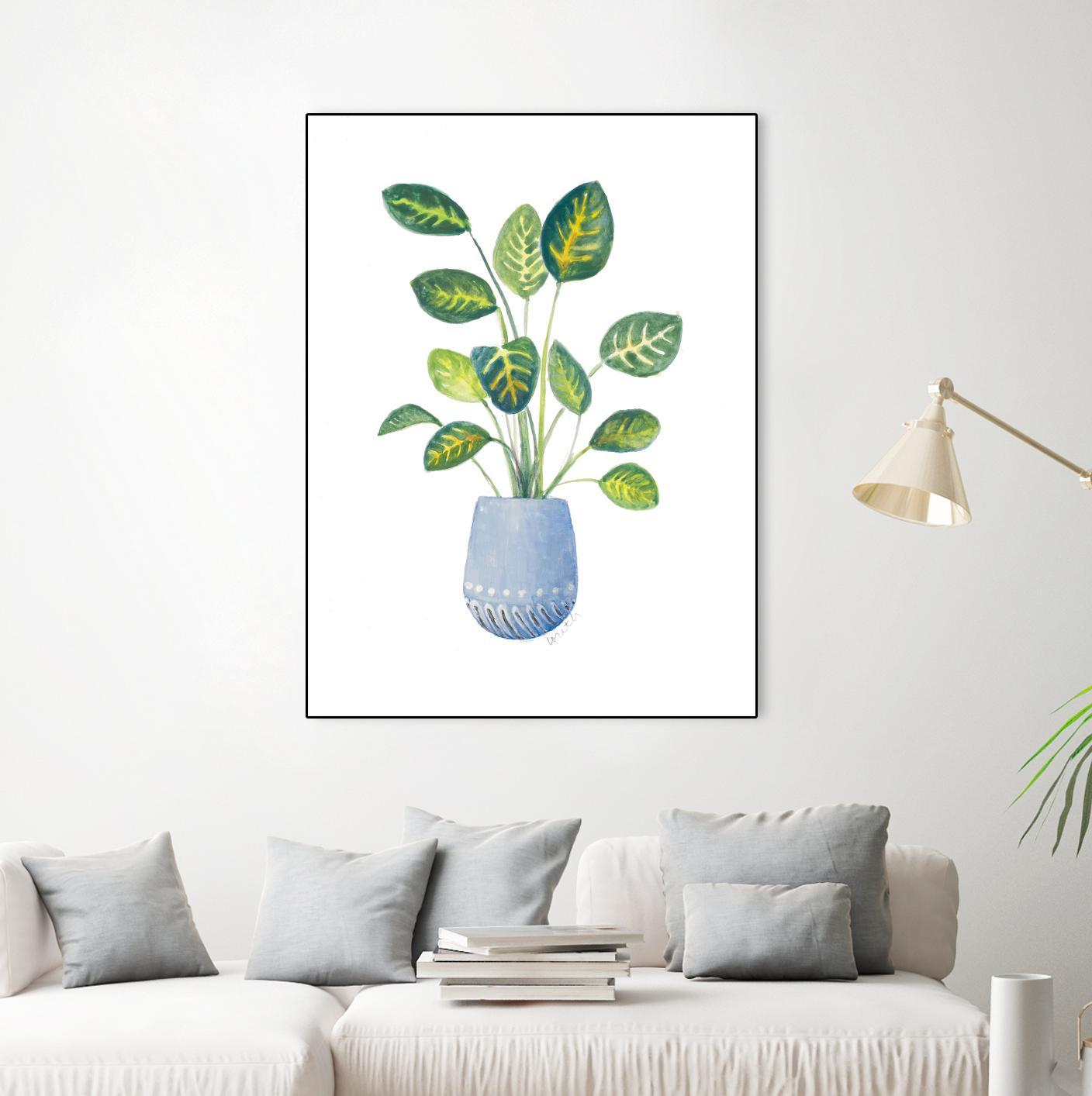 Croton In Blue Pot by Lanie Loreth on GIANT ART - floral southwestern and western