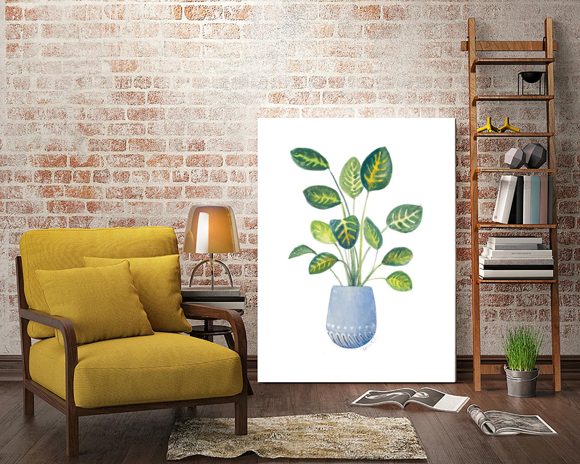 Croton In Blue Pot by Lanie Loreth on GIANT ART - floral southwestern and western
