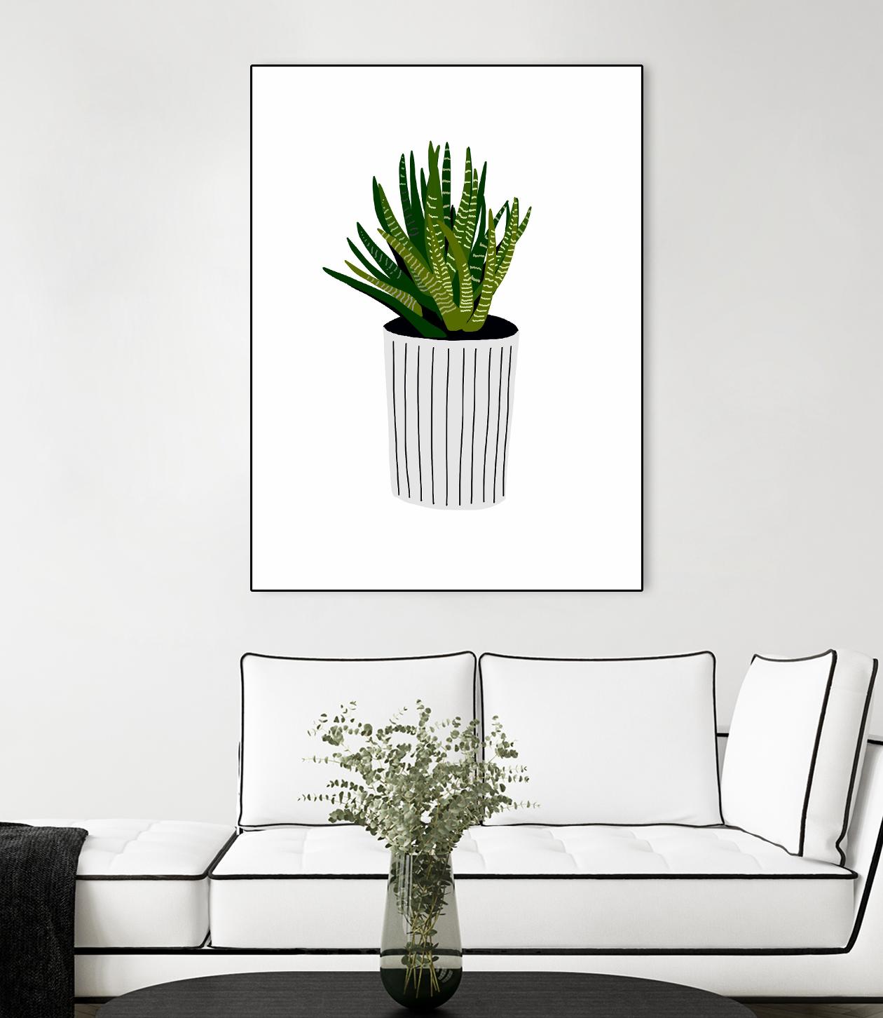 Modern Cactus Stripe Pot by Jen Bucheli on GIANT ART - floral
