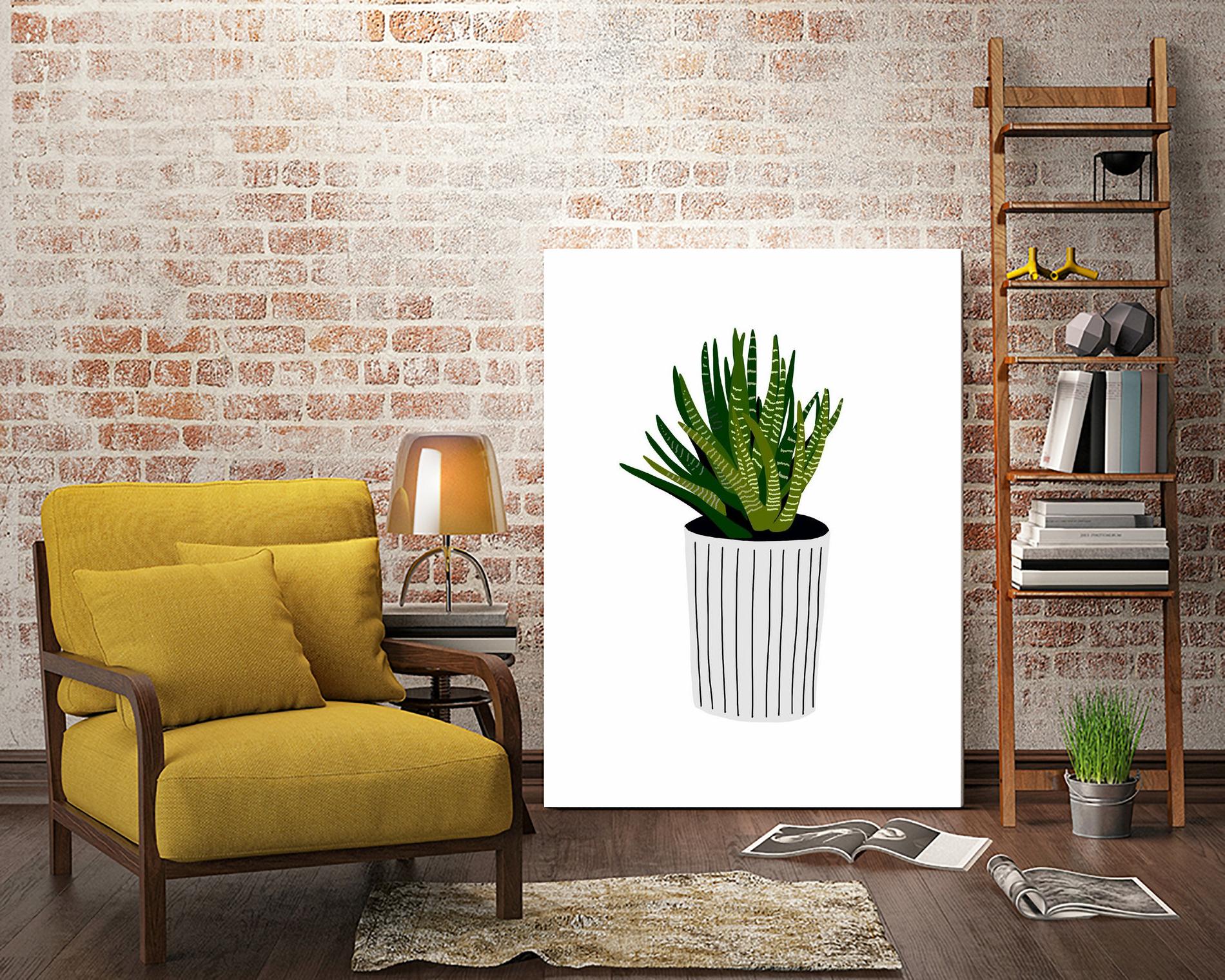 Modern Cactus Stripe Pot by Jen Bucheli on GIANT ART - floral