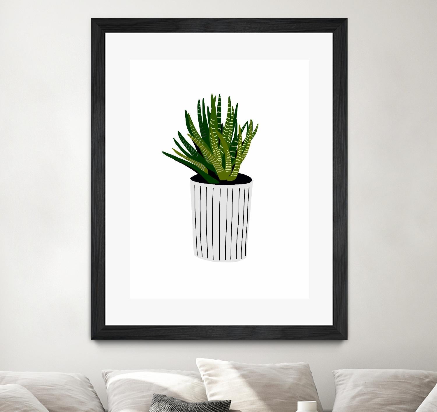 Modern Cactus Stripe Pot by Jen Bucheli on GIANT ART - floral