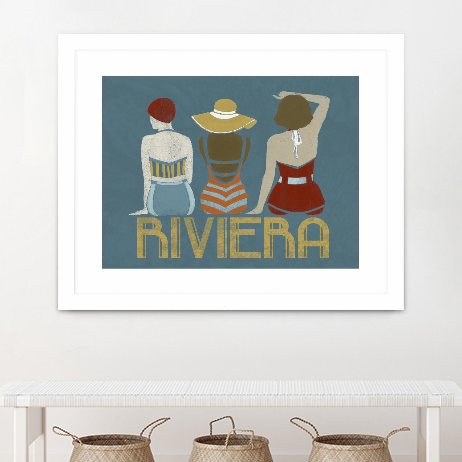 Vintage Bathing Beauties I by June Erica Vess on GIANT ART - blue fashion