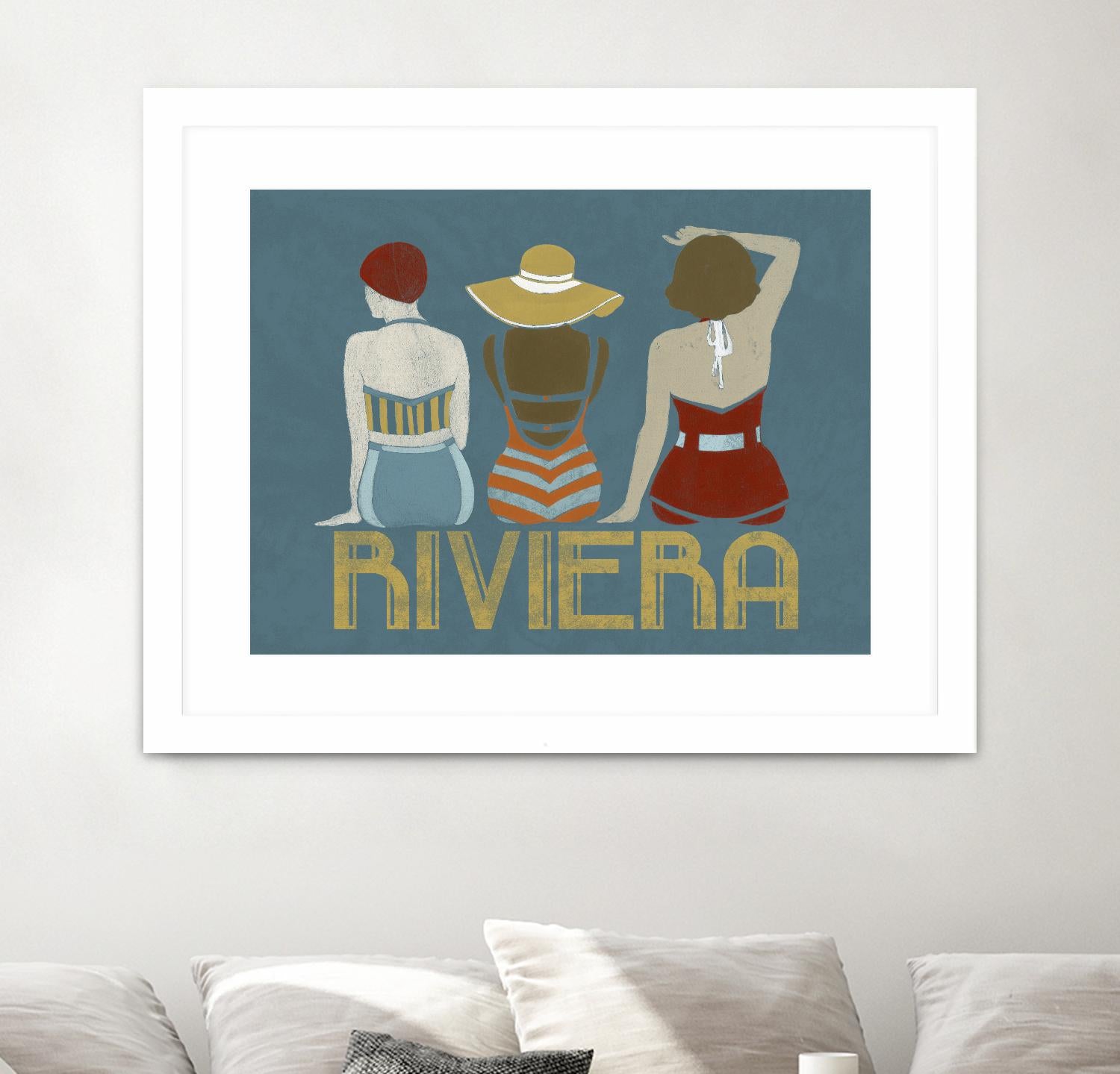 Vintage Bathing Beauties I by June Erica Vess on GIANT ART - blue fashion