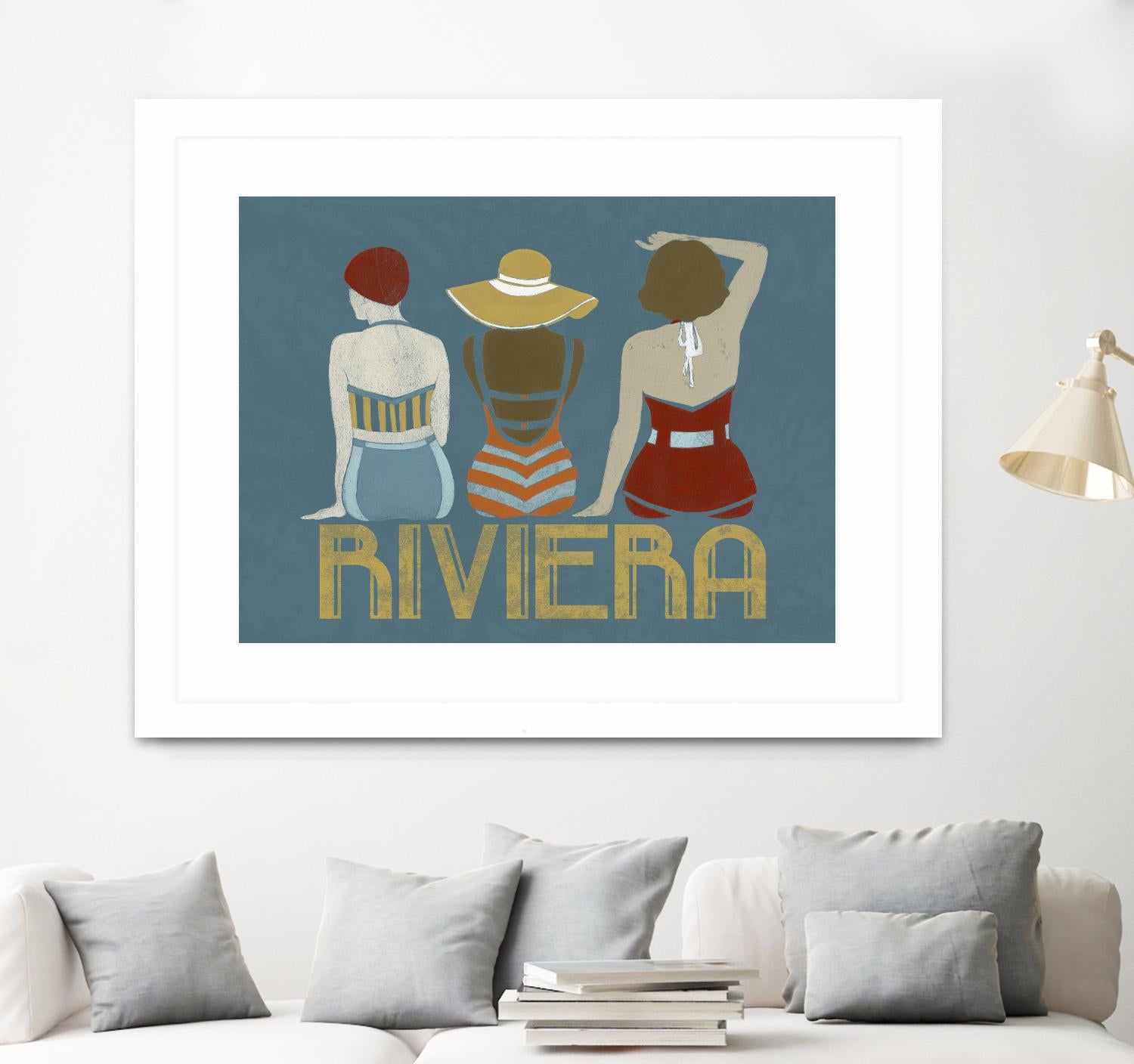 Vintage Bathing Beauties I by June Erica Vess on GIANT ART - blue fashion