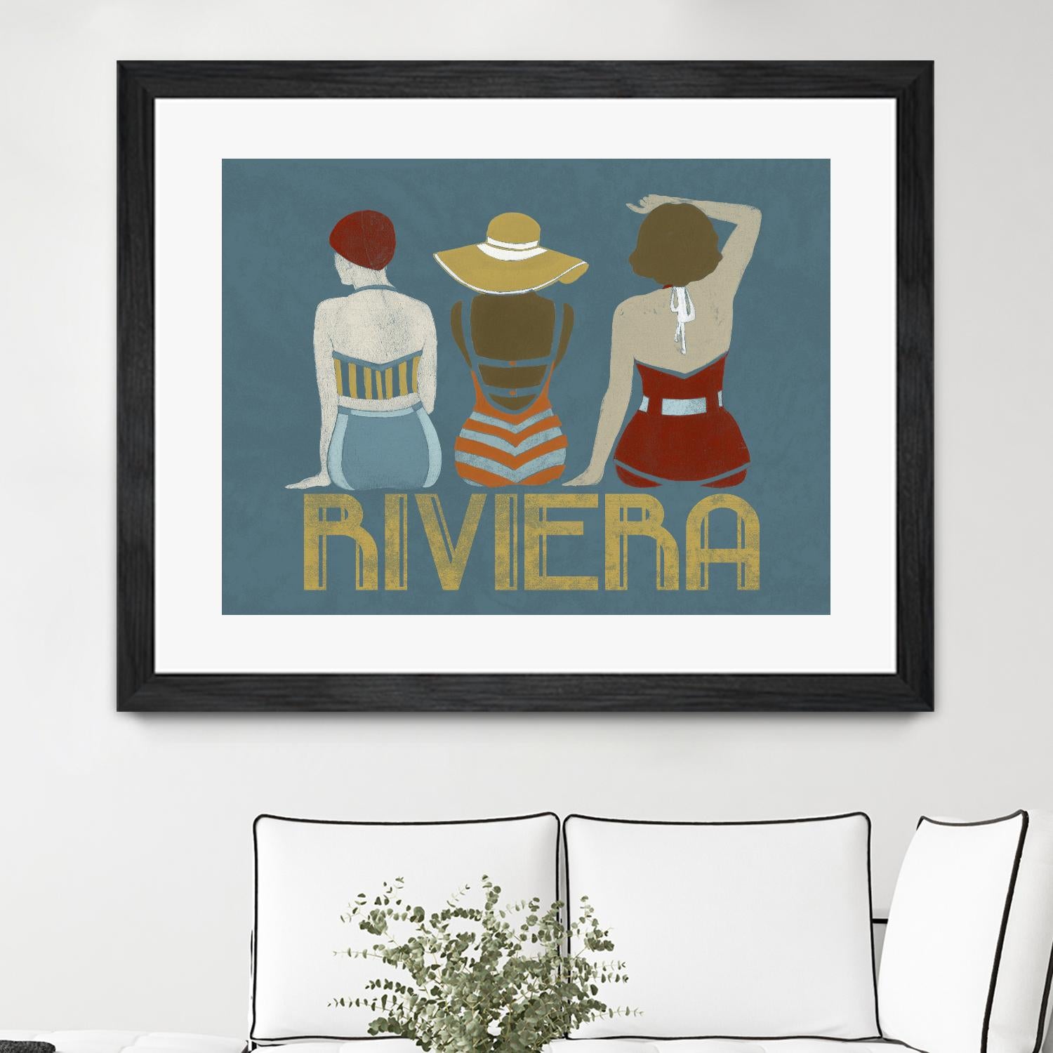 Vintage Bathing Beauties I by June Erica Vess on GIANT ART - blue fashion