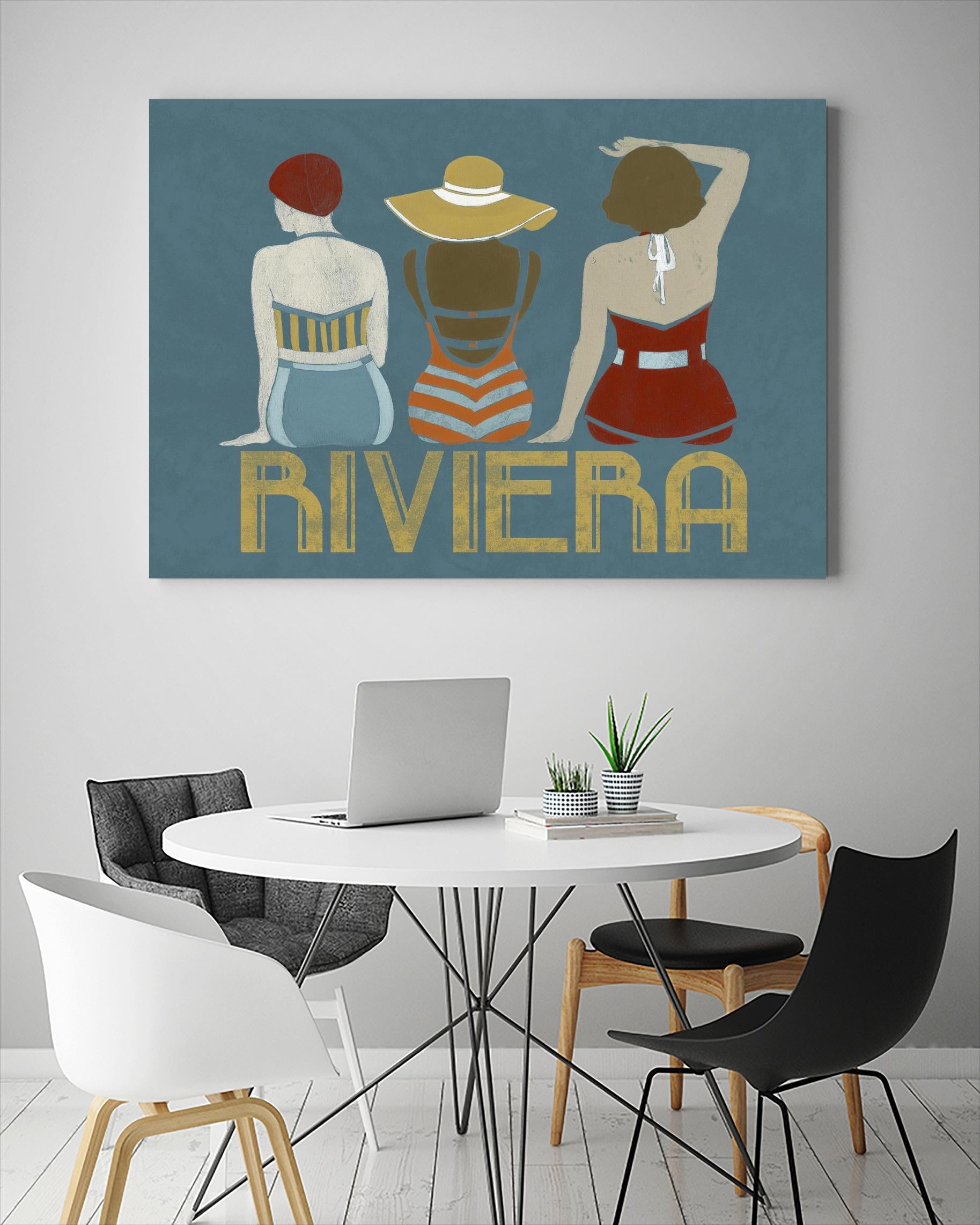 Vintage Bathing Beauties I by June Erica Vess on GIANT ART - blue fashion