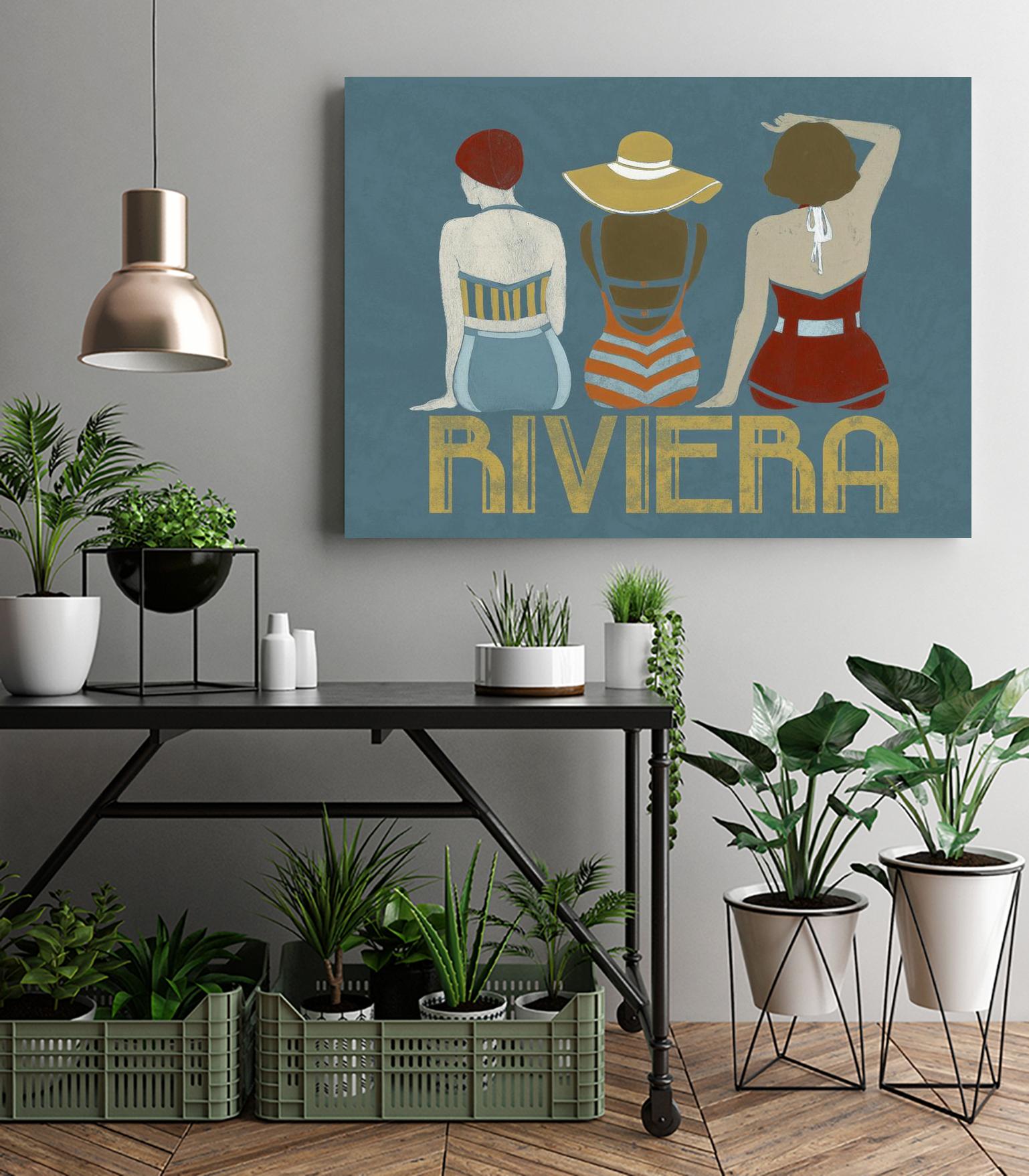 Vintage Bathing Beauties I by June Erica Vess on GIANT ART - blue fashion