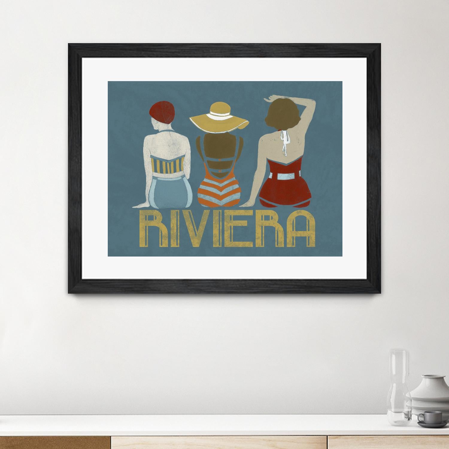 Vintage Bathing Beauties I by June Erica Vess on GIANT ART - blue fashion