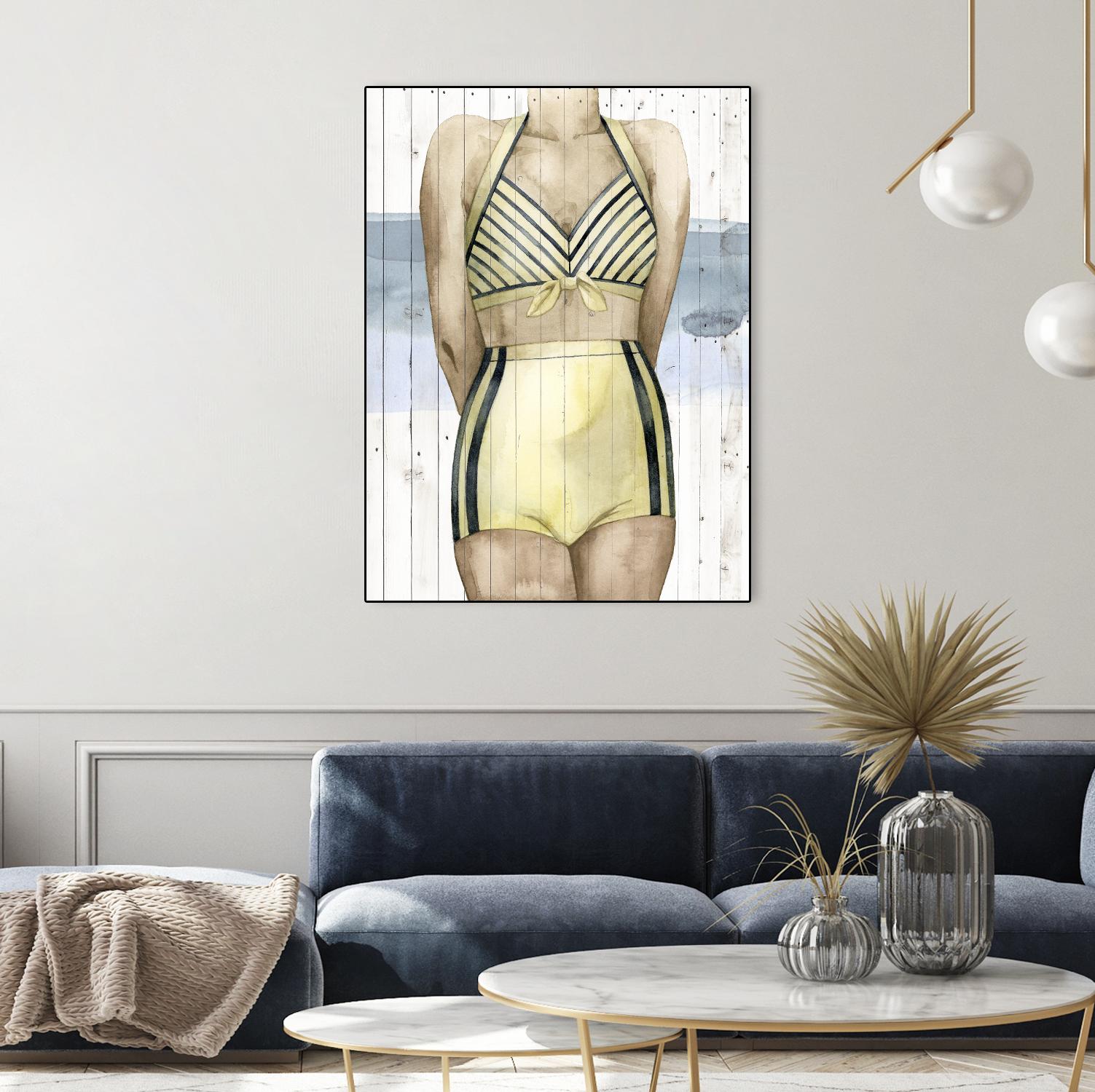 Bygone Bathers III by Grace Popp on GIANT ART - yellow fashion