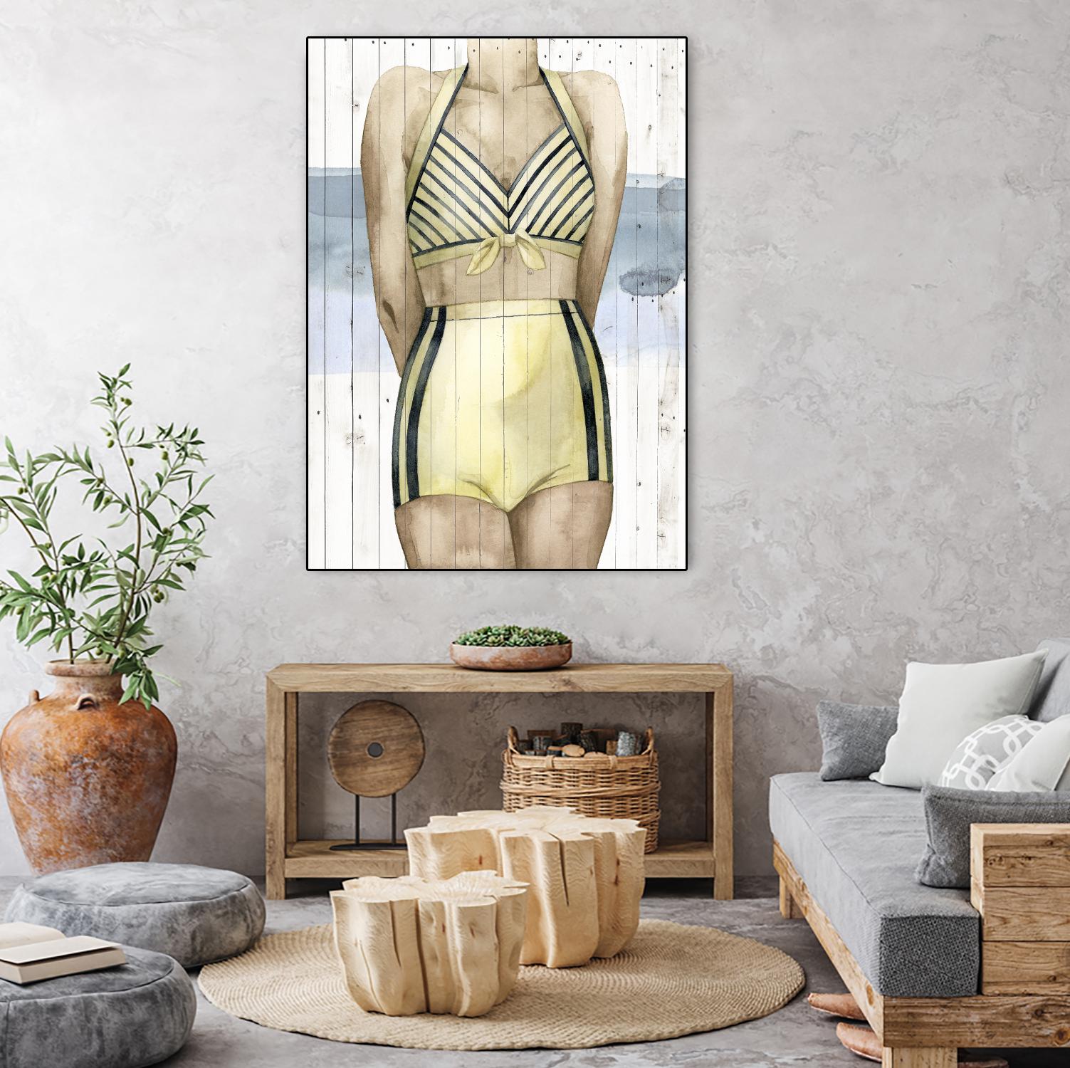 Bygone Bathers III by Grace Popp on GIANT ART - yellow fashion