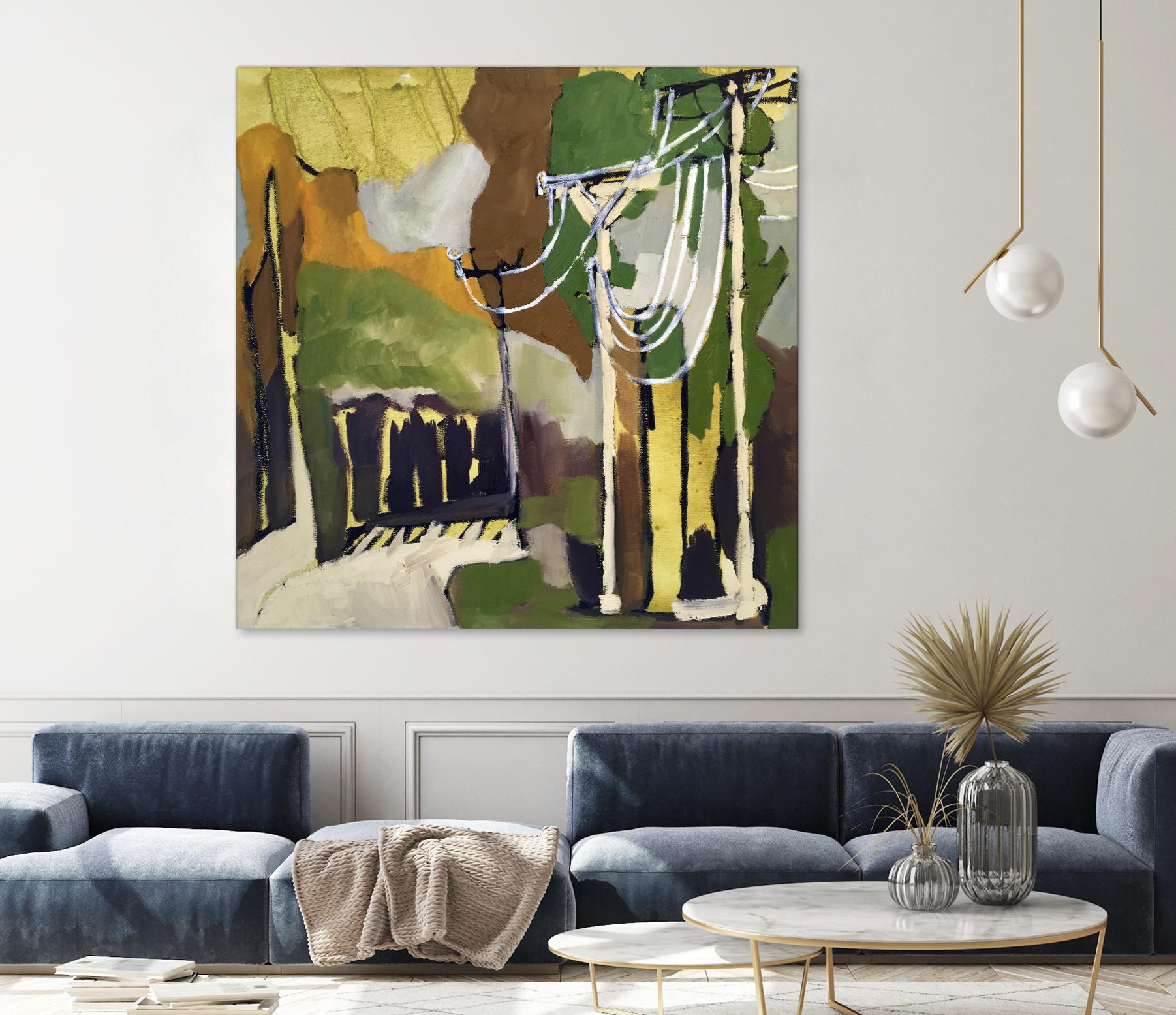 Trees & Wires X by Erin McGee Ferrell on GIANT ART - green abstract