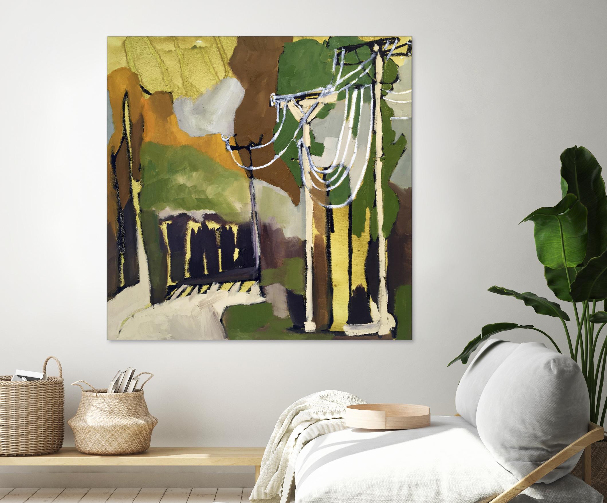 Trees & Wires X by Erin McGee Ferrell on GIANT ART - green abstract
